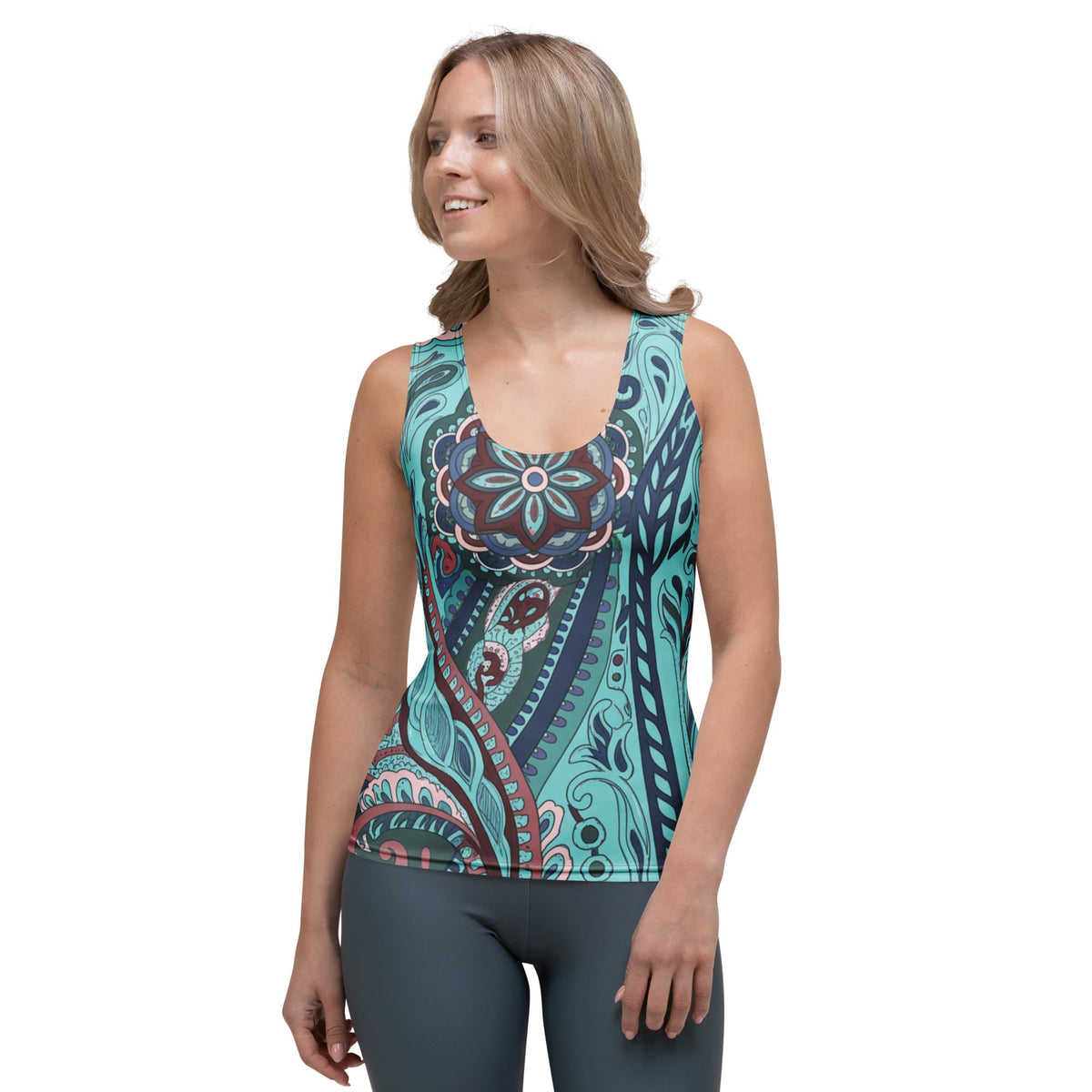 Aqua Paisley Tank Top