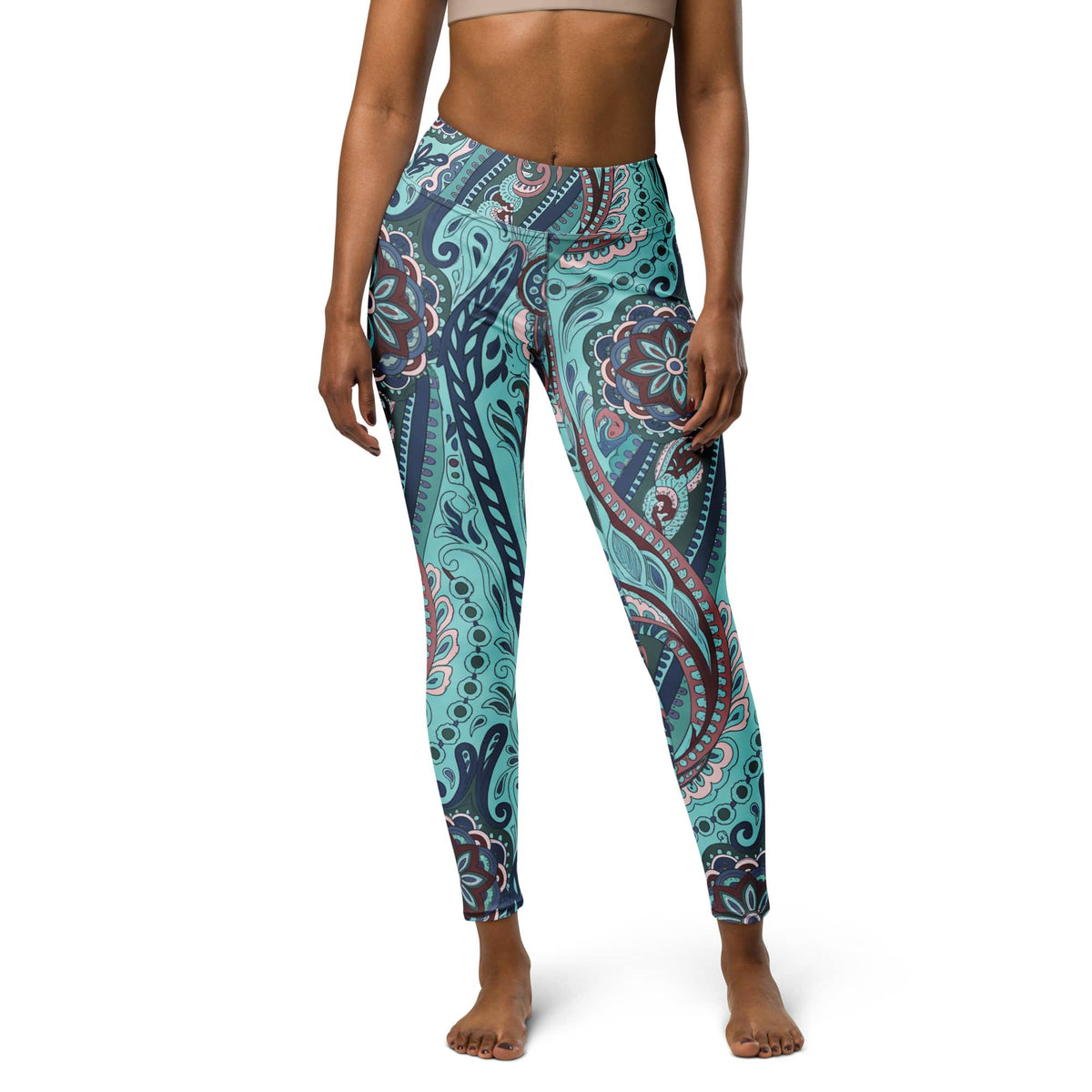 Aqua Paisley Yoga Leggings