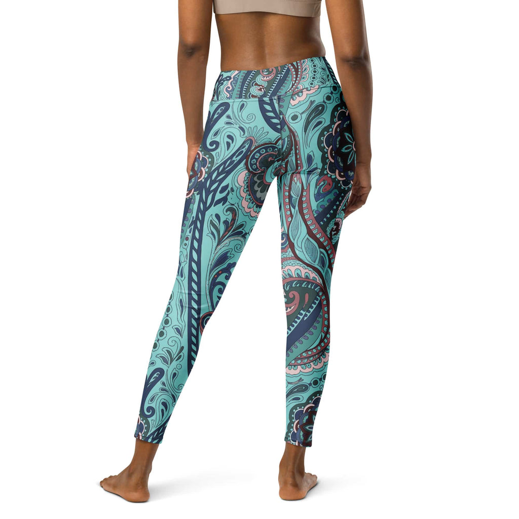 Aqua Paisley Yoga Leggings