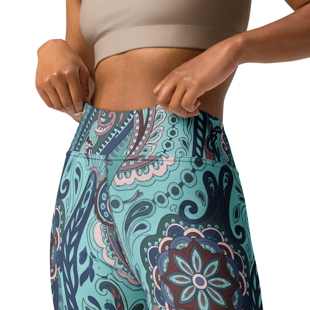 Aqua Paisley Yoga Leggings
