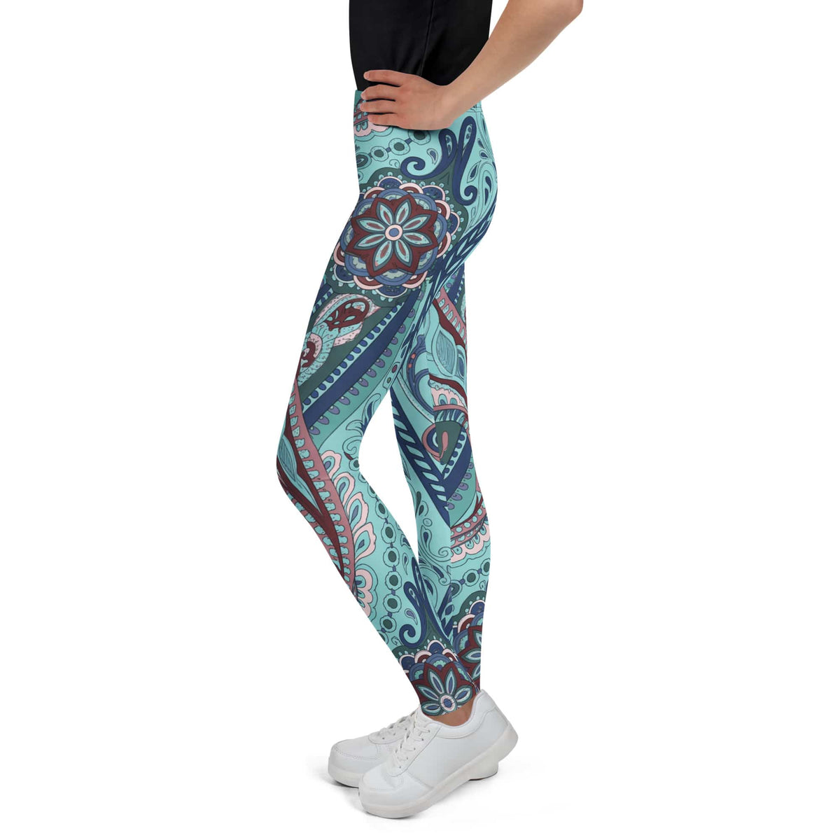 Aqua Paisley Youth Leggings