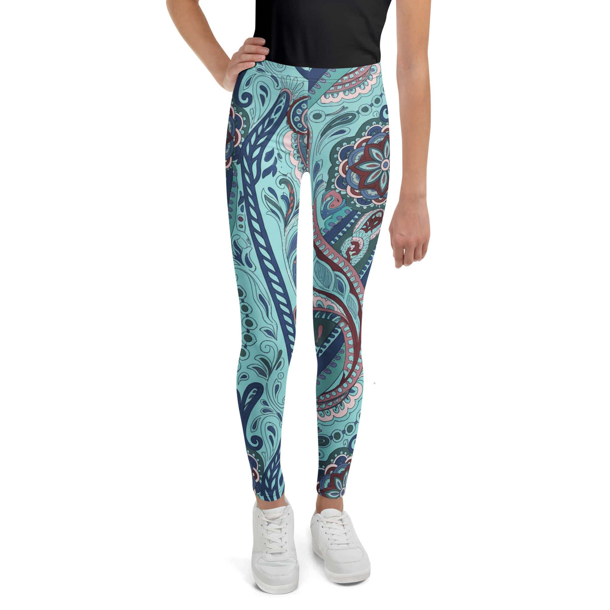 Aqua Paisley Youth Leggings