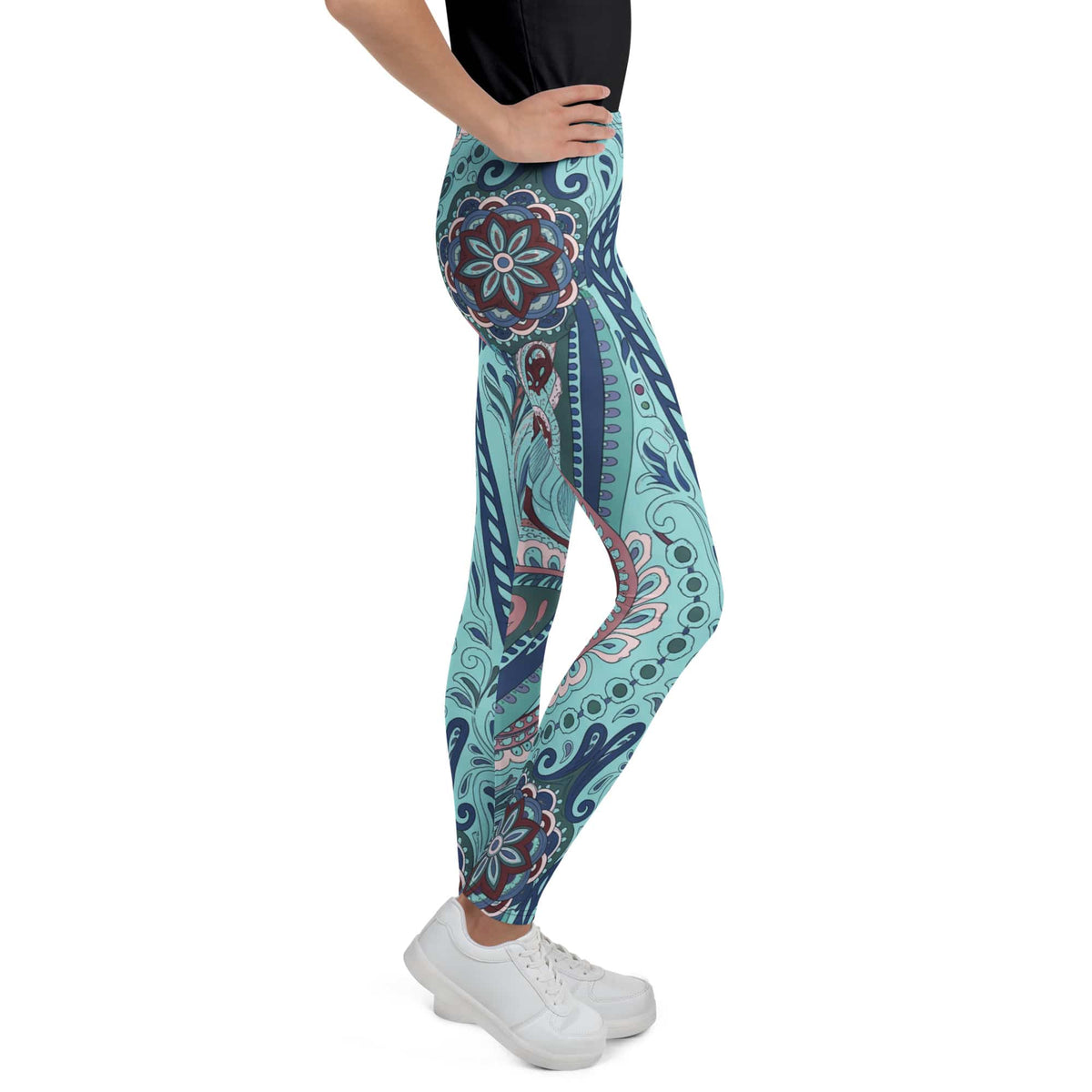 Aqua Paisley Youth Leggings