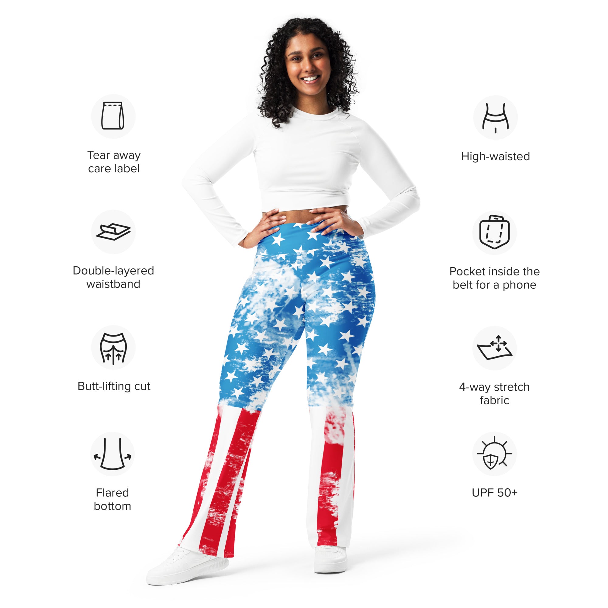 Artsy American Flag Flare Leggings