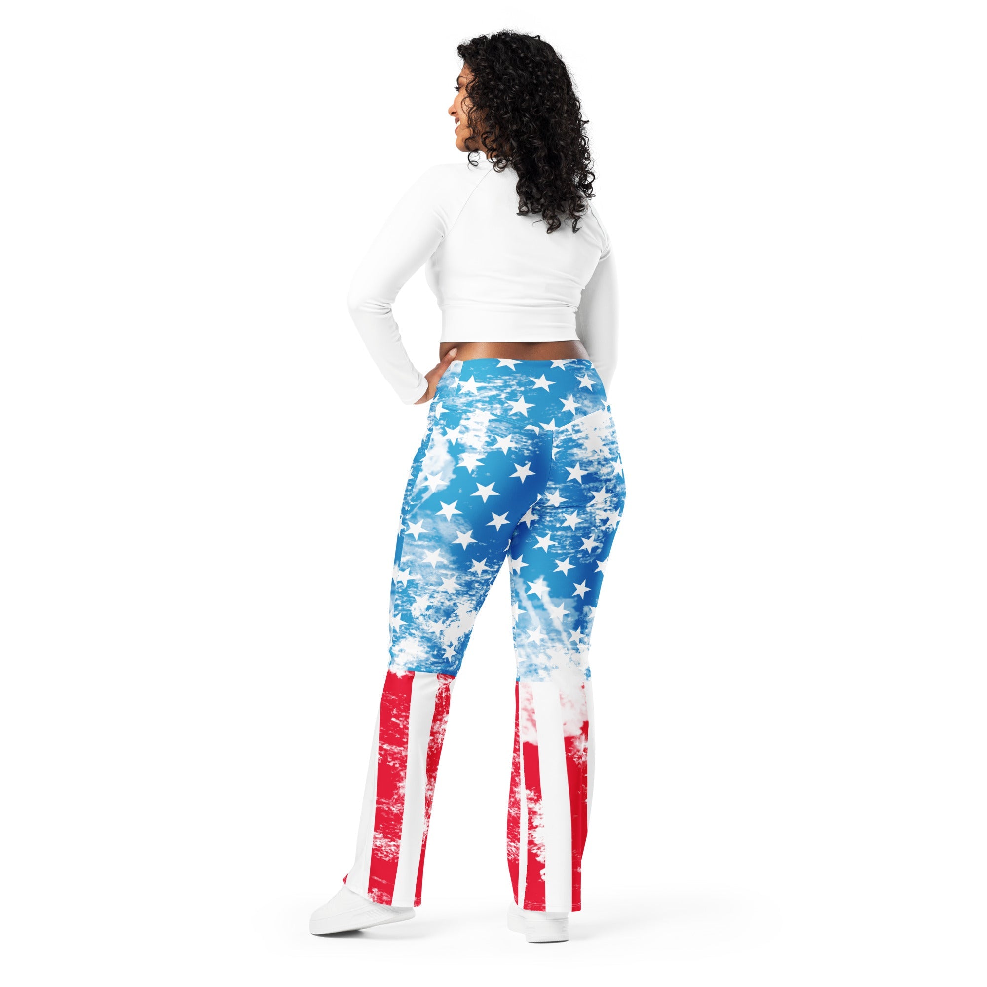 Artsy American Flag Flare Leggings