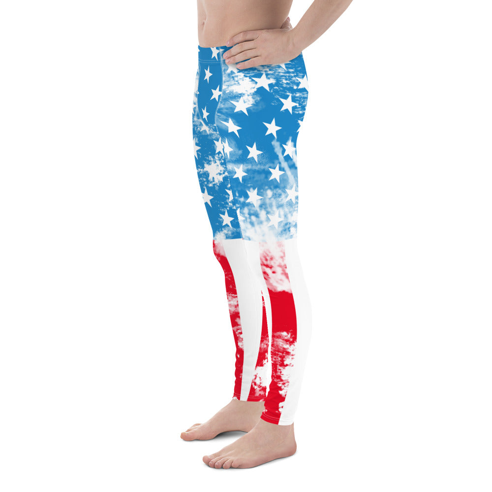 Artsy American Flag Men's Leggings