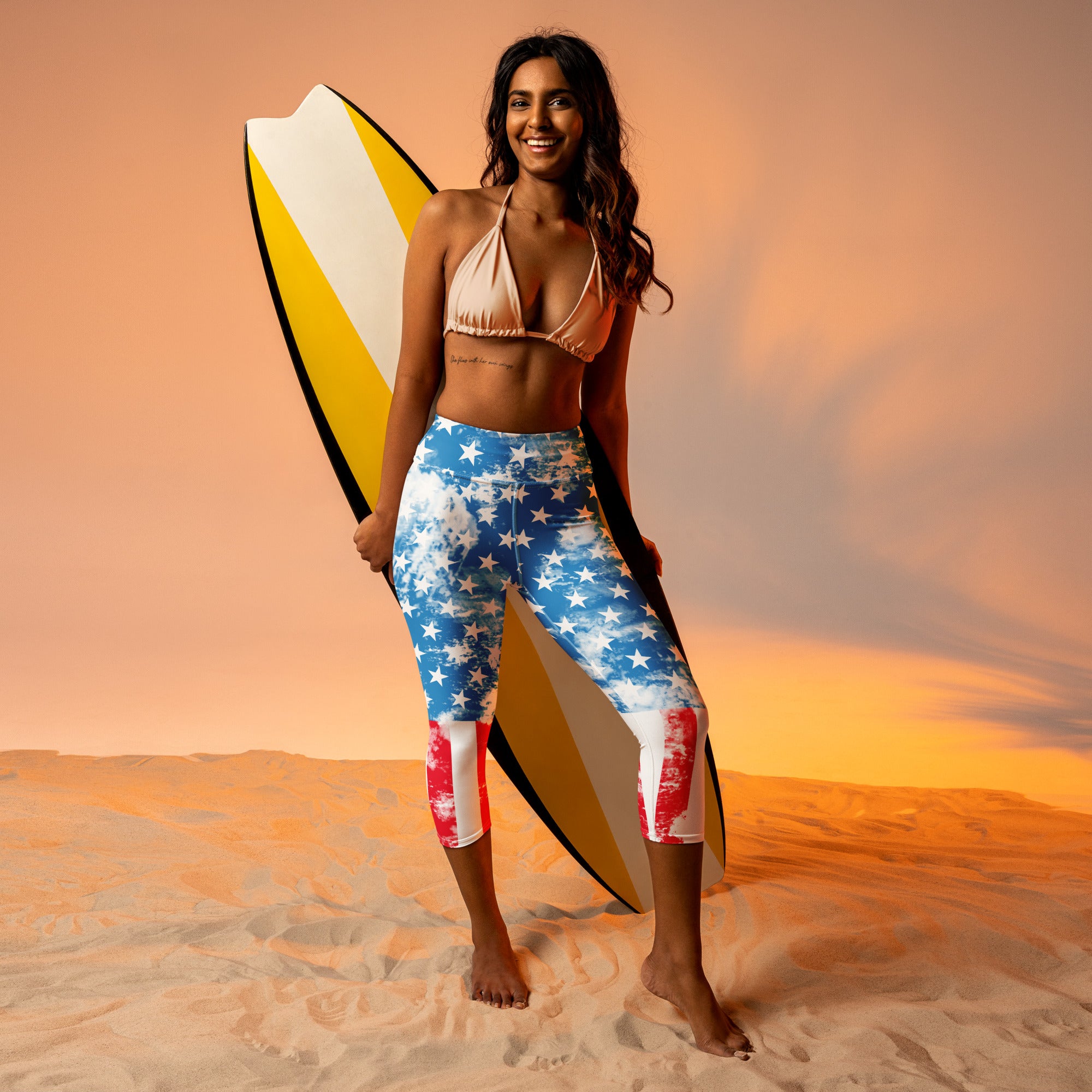 Artsy American Flag Yoga Capri