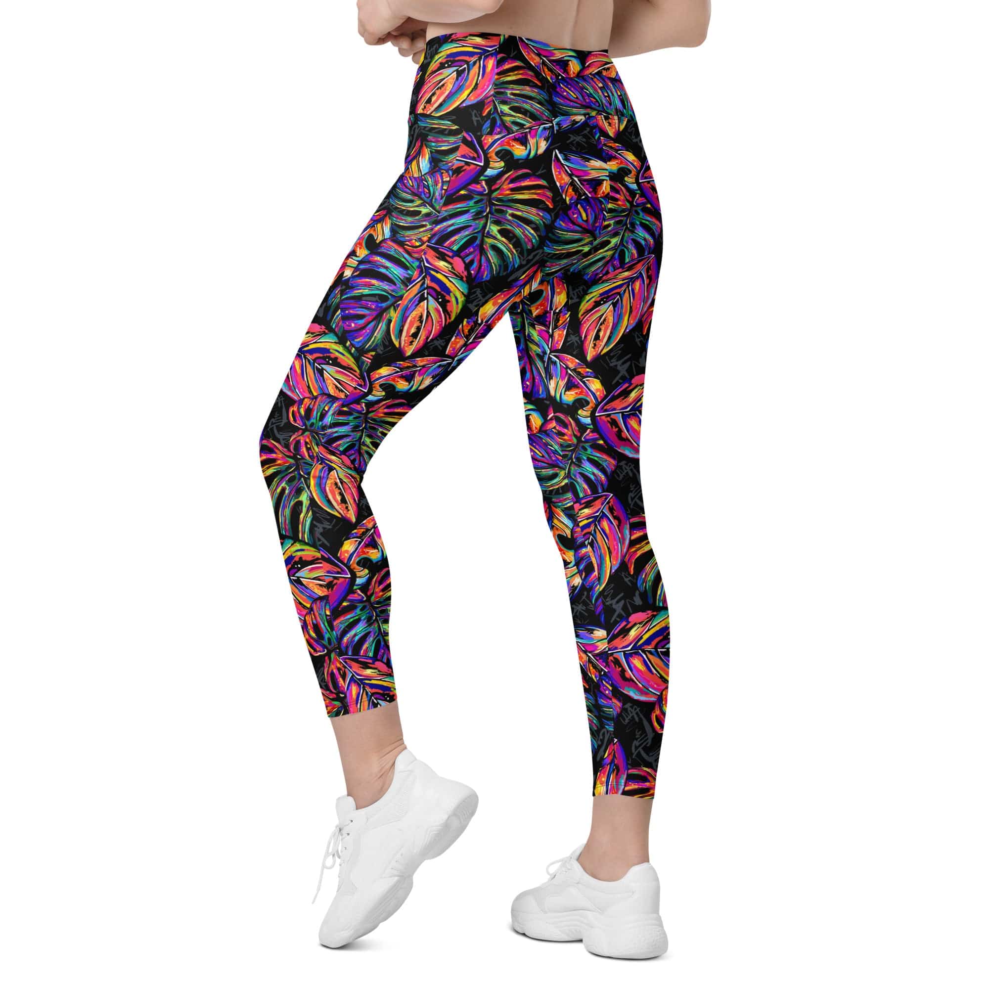 Artsy Tropical Leggings With Pockets