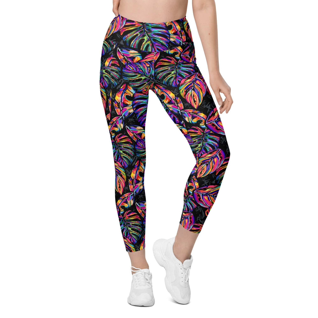 Artsy Tropical Leggings With Pockets