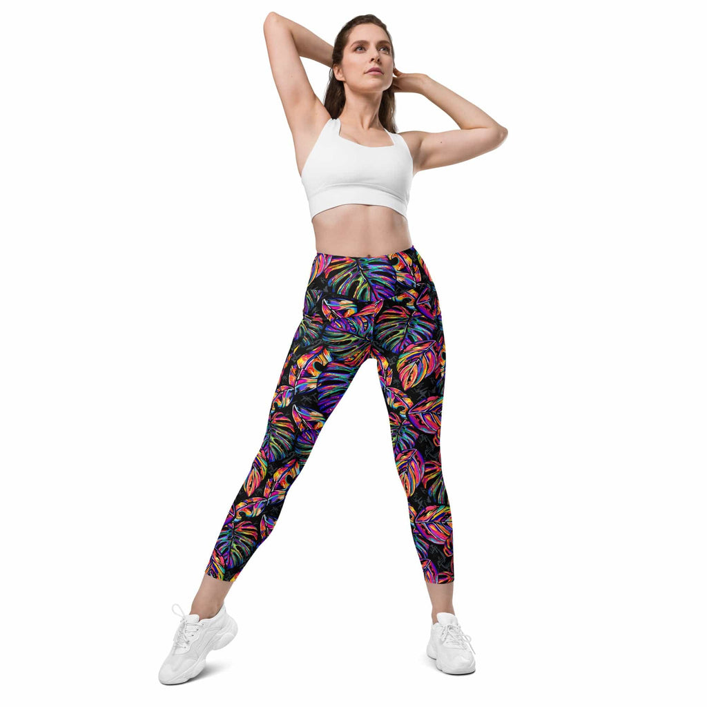 Artsy Tropical Leggings With Pockets