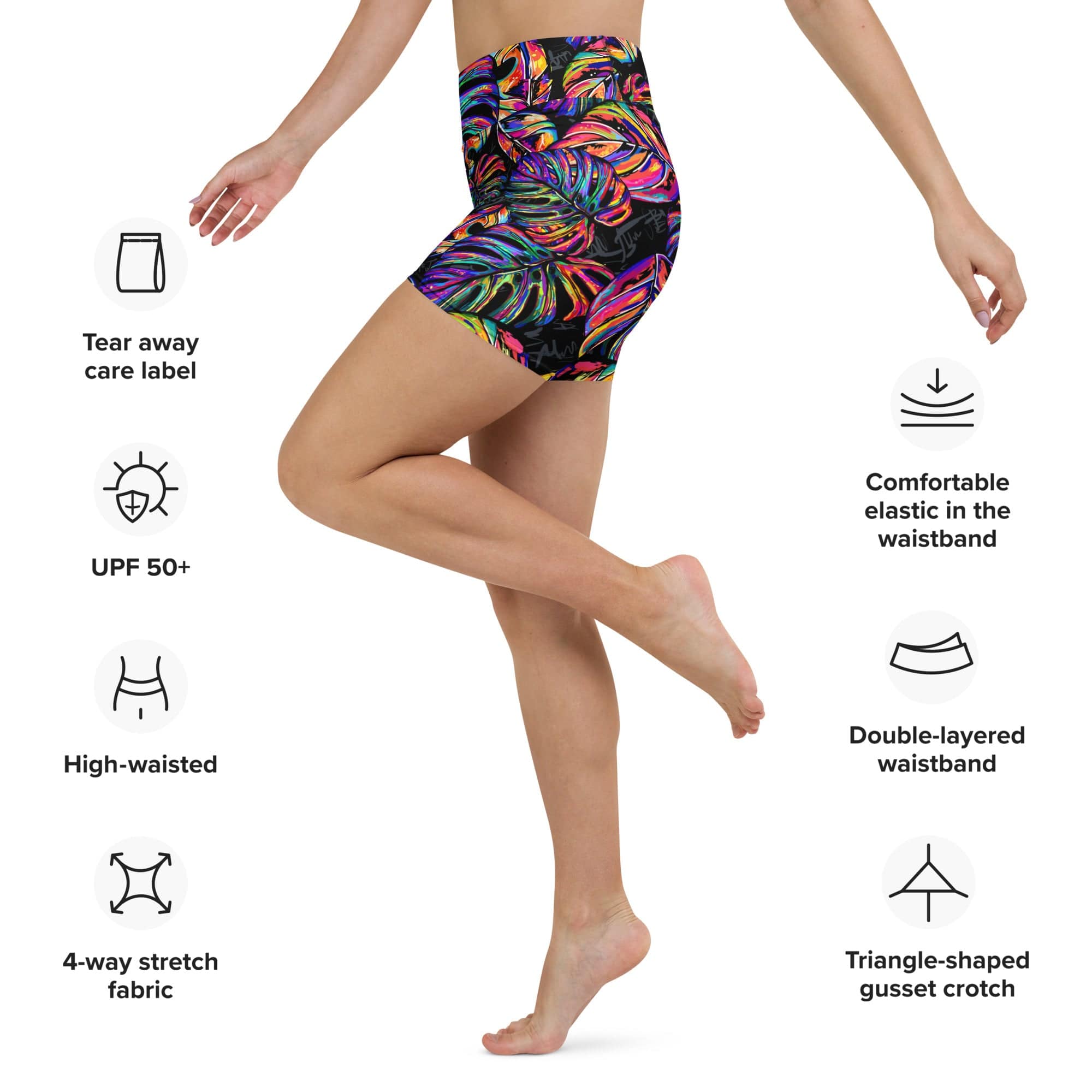 Artsy Tropical Yoga Shorts