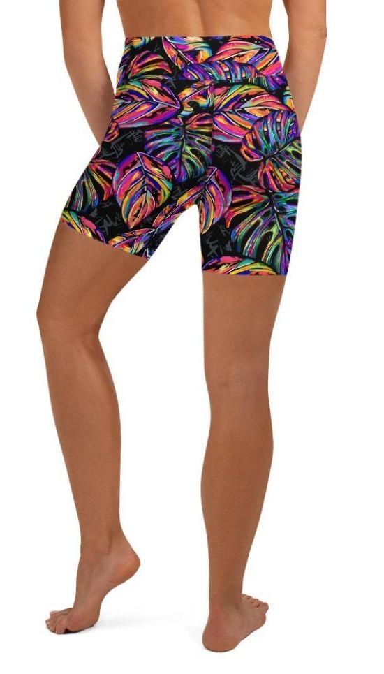 Artsy Tropical Yoga Shorts