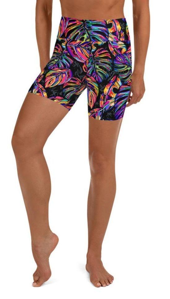 Artsy Tropical Yoga Shorts