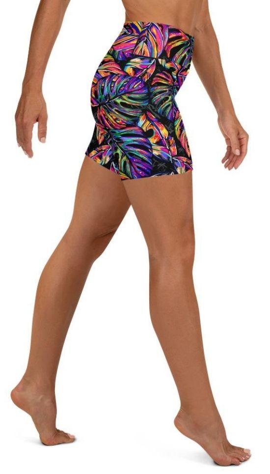 Artsy Tropical Yoga Shorts