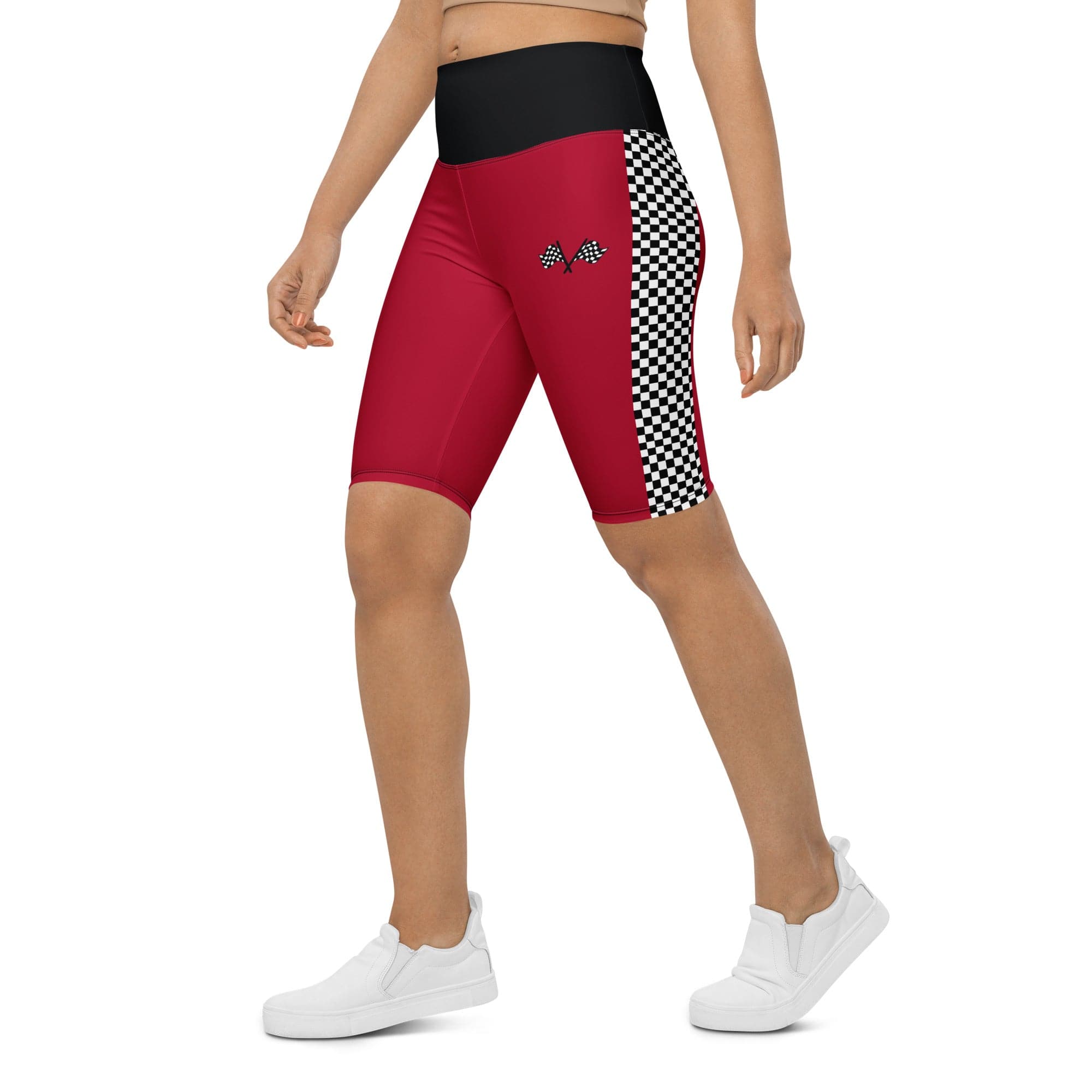 Auto Racing Checkered Biker Shorts