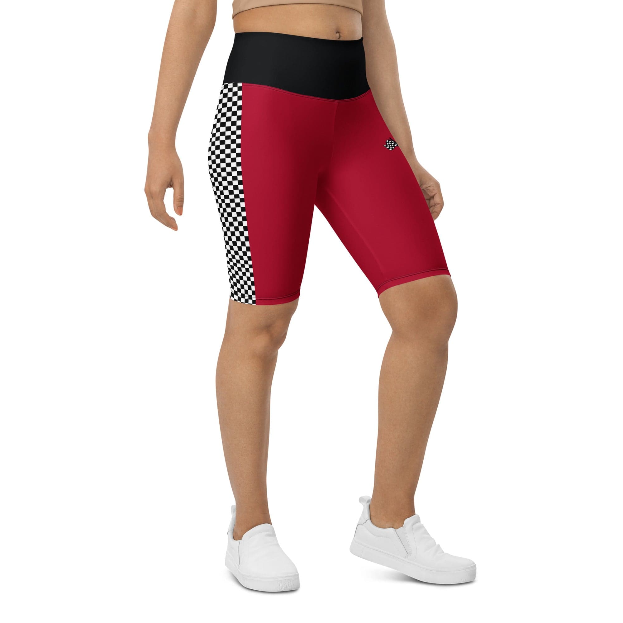 Auto Racing Checkered Biker Shorts