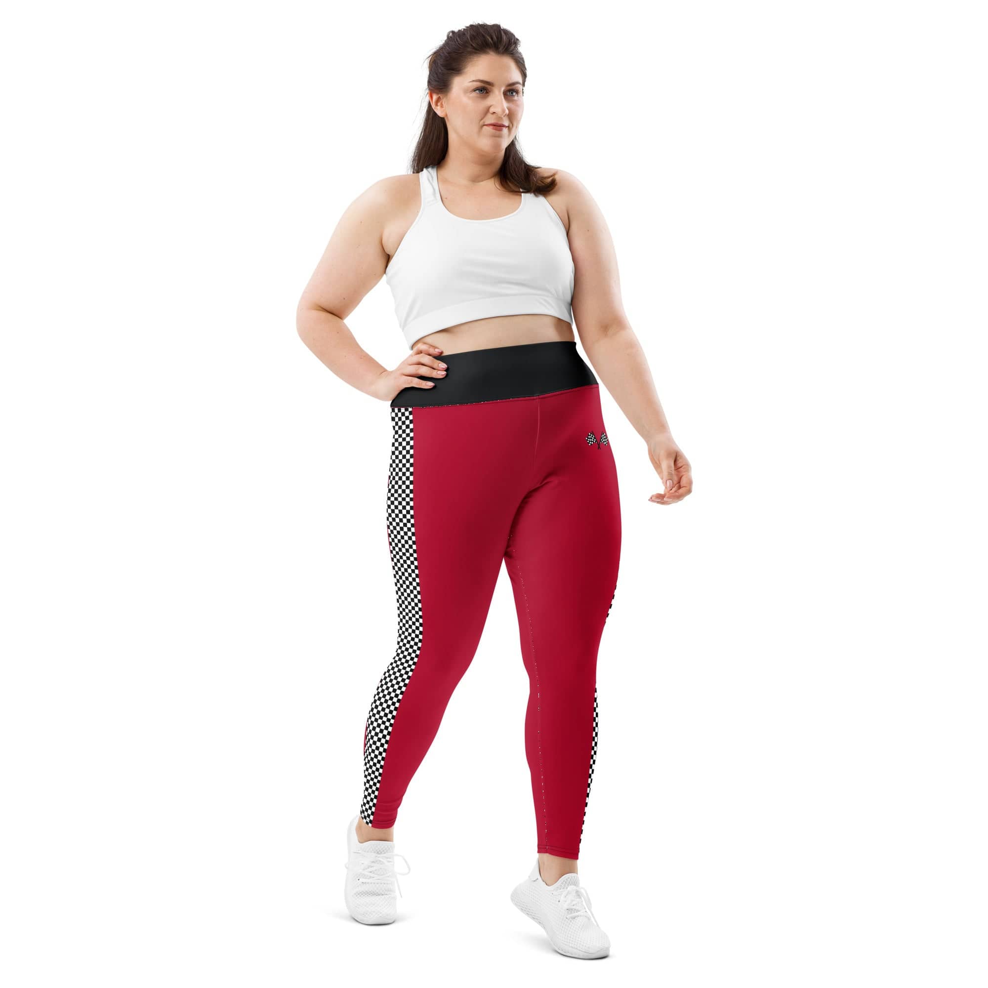 Auto Racing Checkered Plus Size Leggings