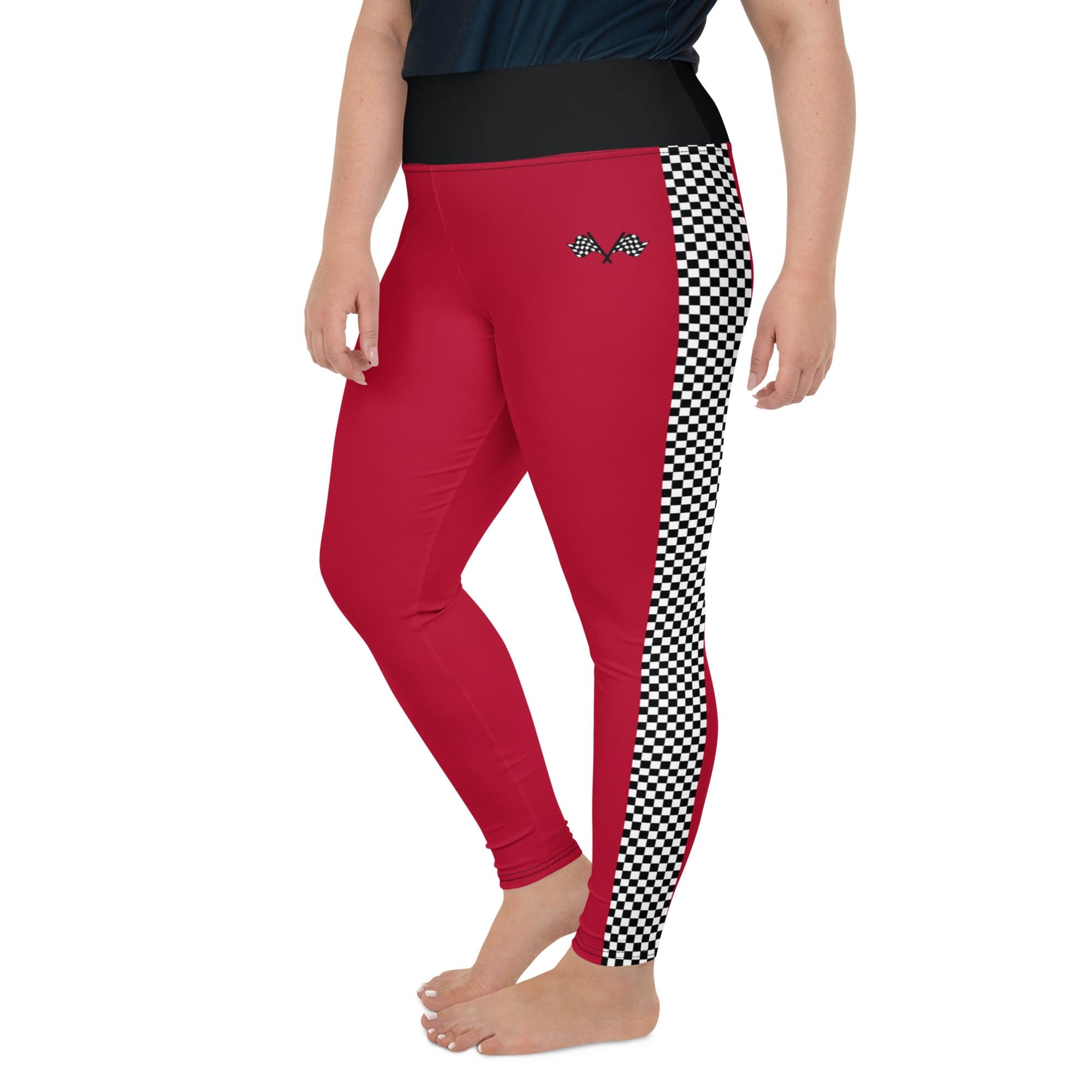 Auto Racing Checkered Plus Size Leggings
