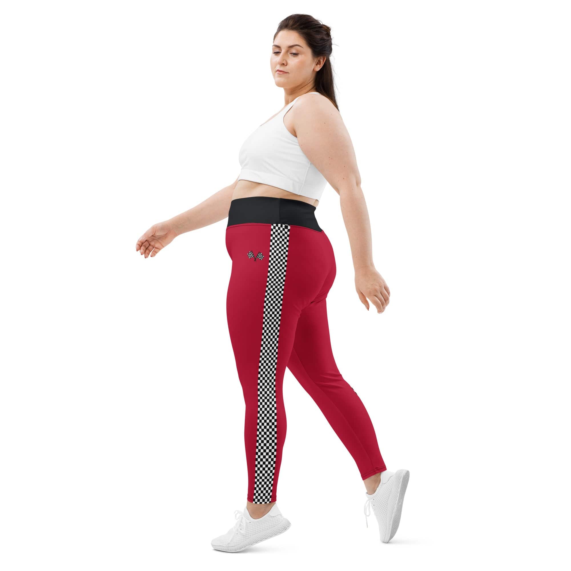 Auto Racing Checkered Plus Size Leggings