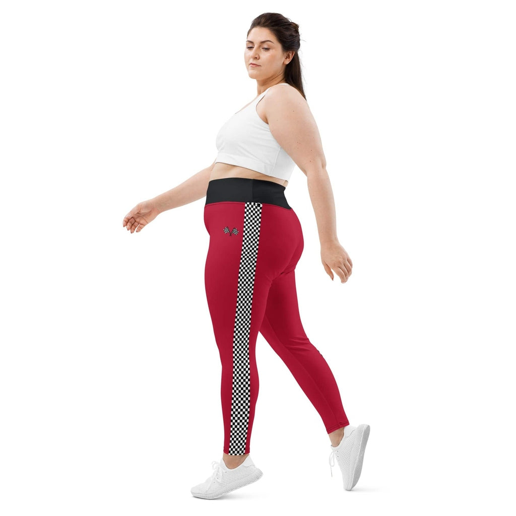 Auto Racing Checkered Plus Size Leggings