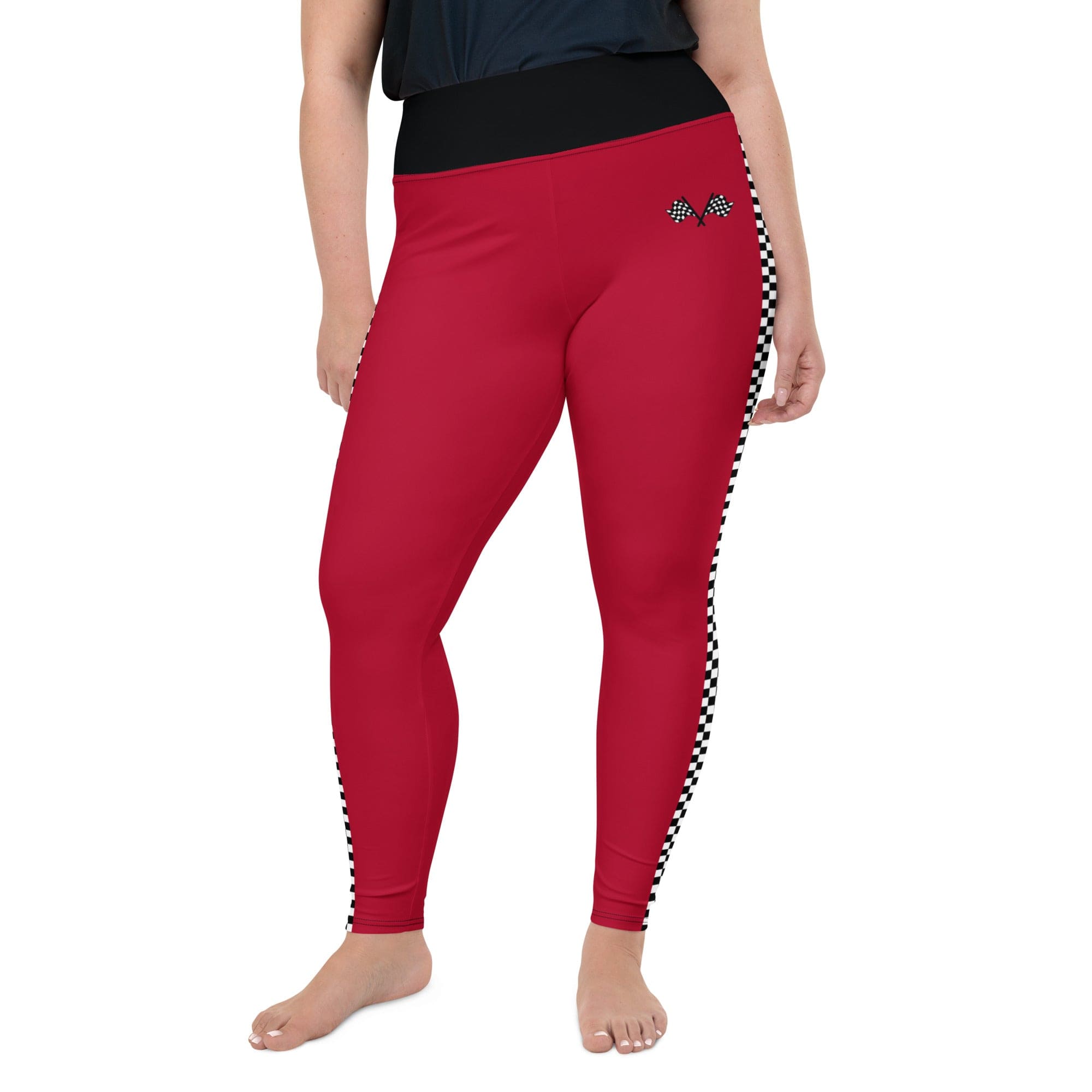 Auto Racing Checkered Plus Size Leggings