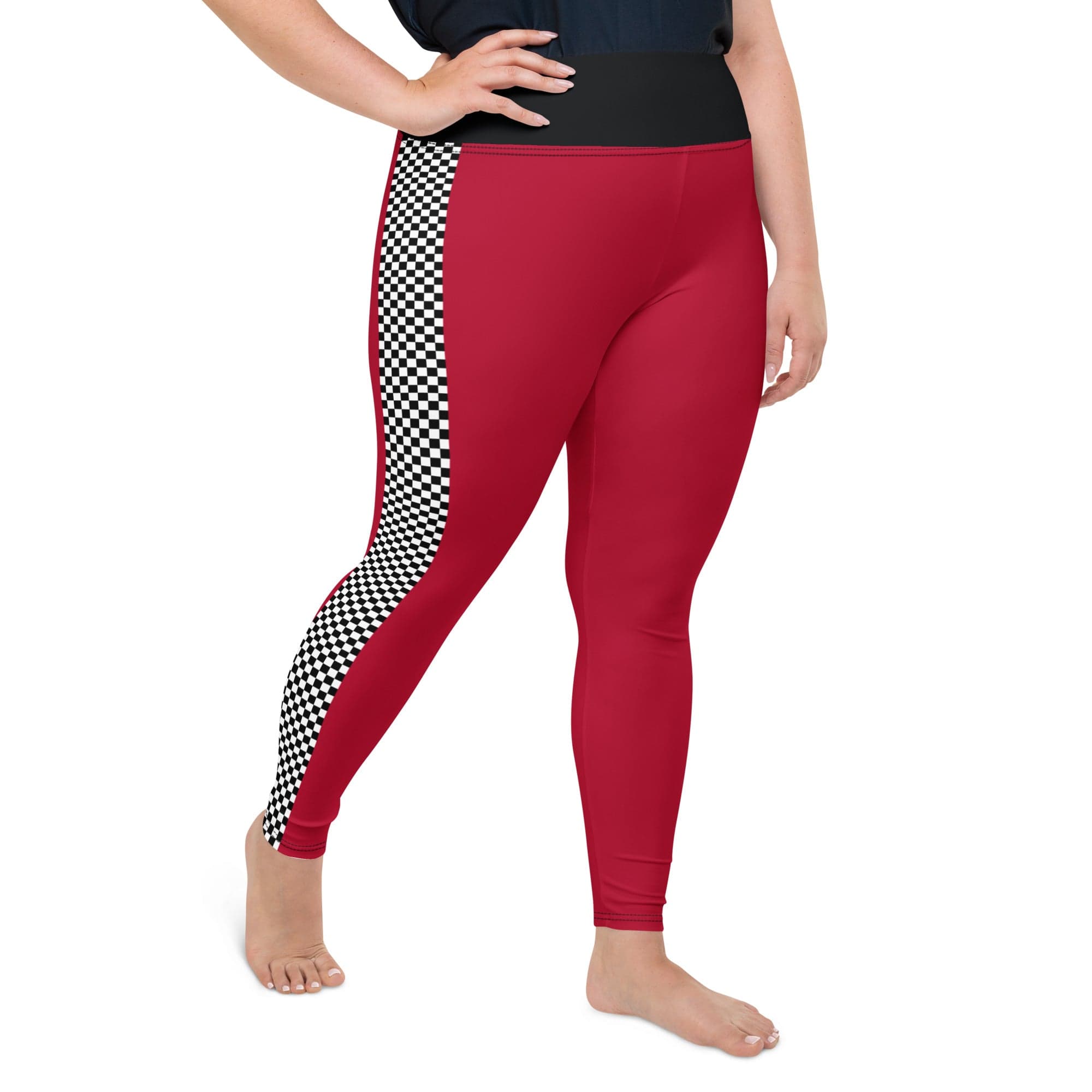 Auto Racing Checkered Plus Size Leggings