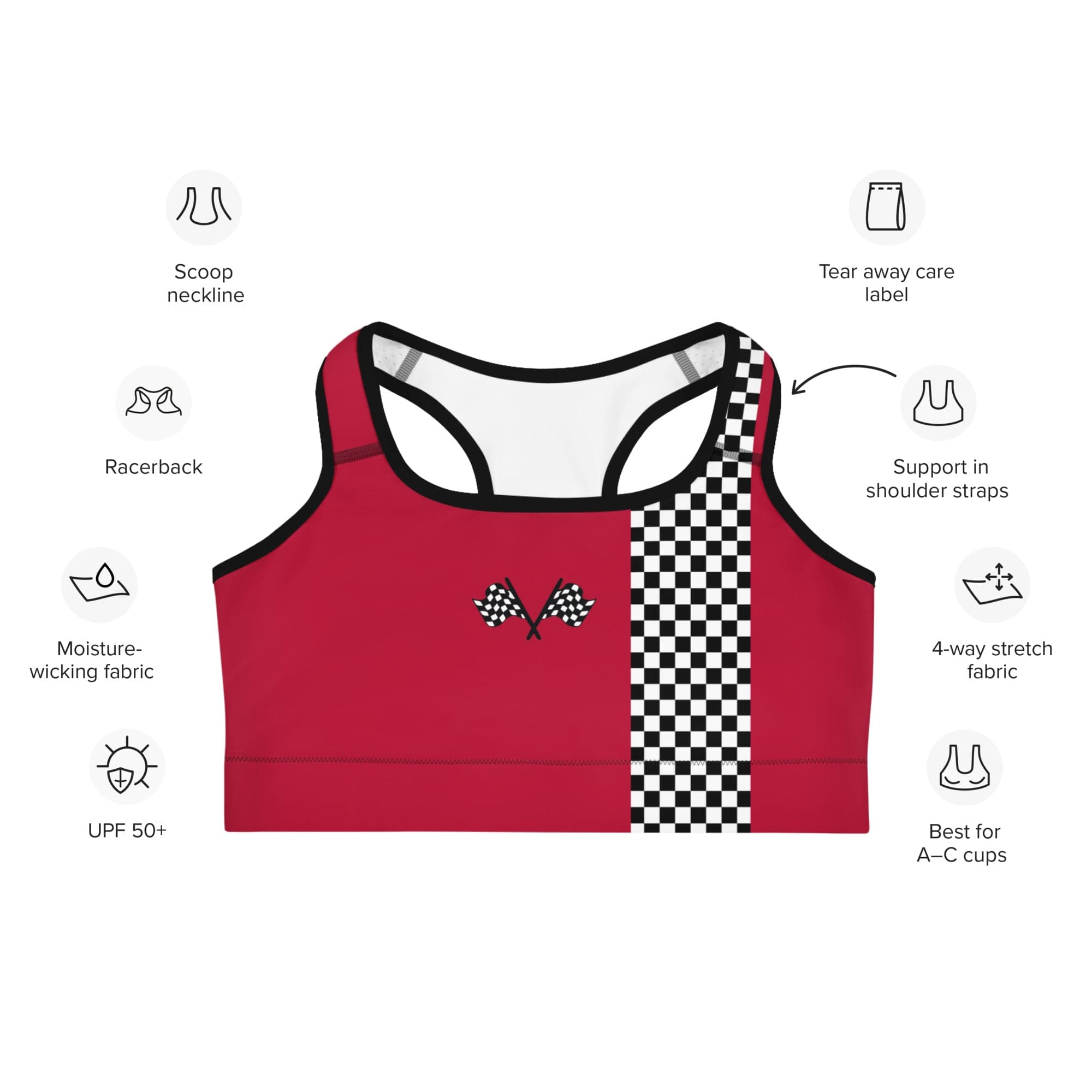 Auto Racing Checkered Sports Bra
