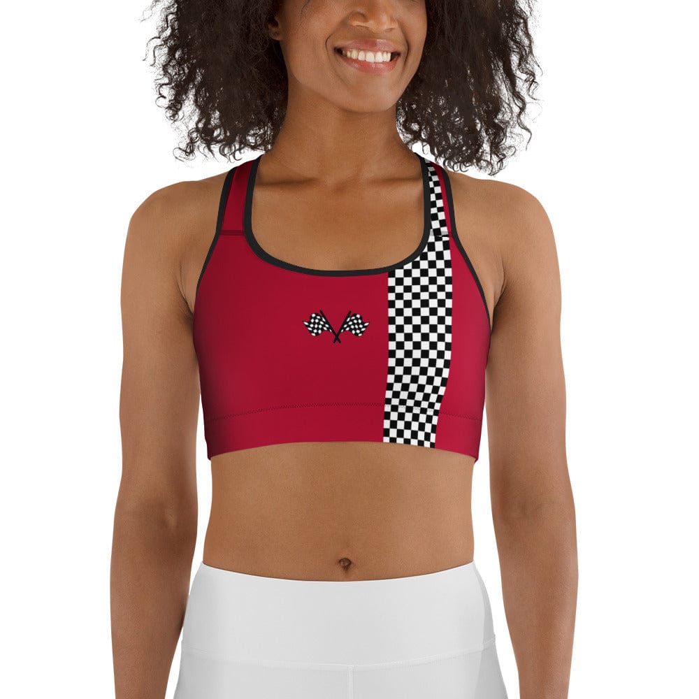 Auto Racing Checkered Sports Bra