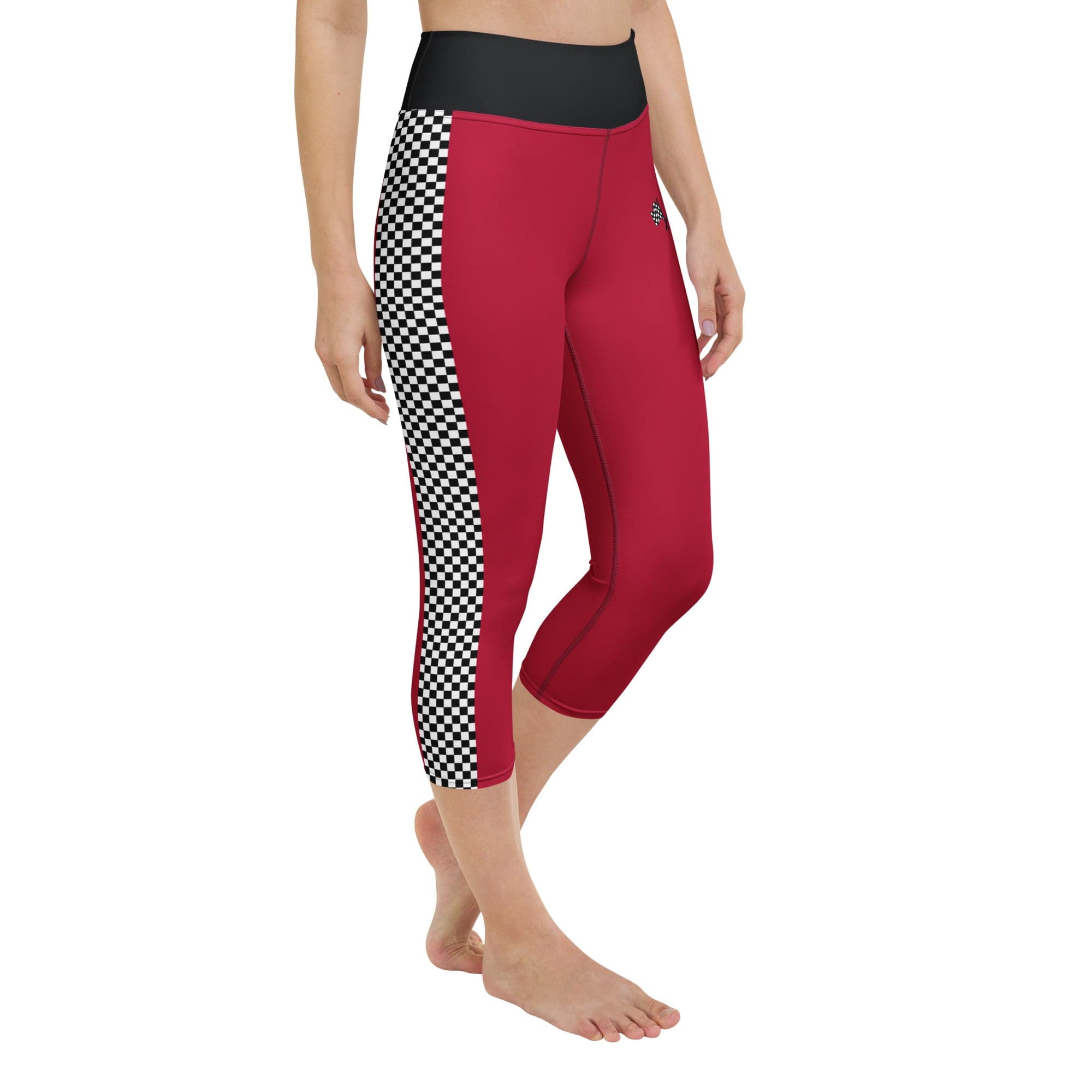 Auto Racing Checkered Yoga Capris