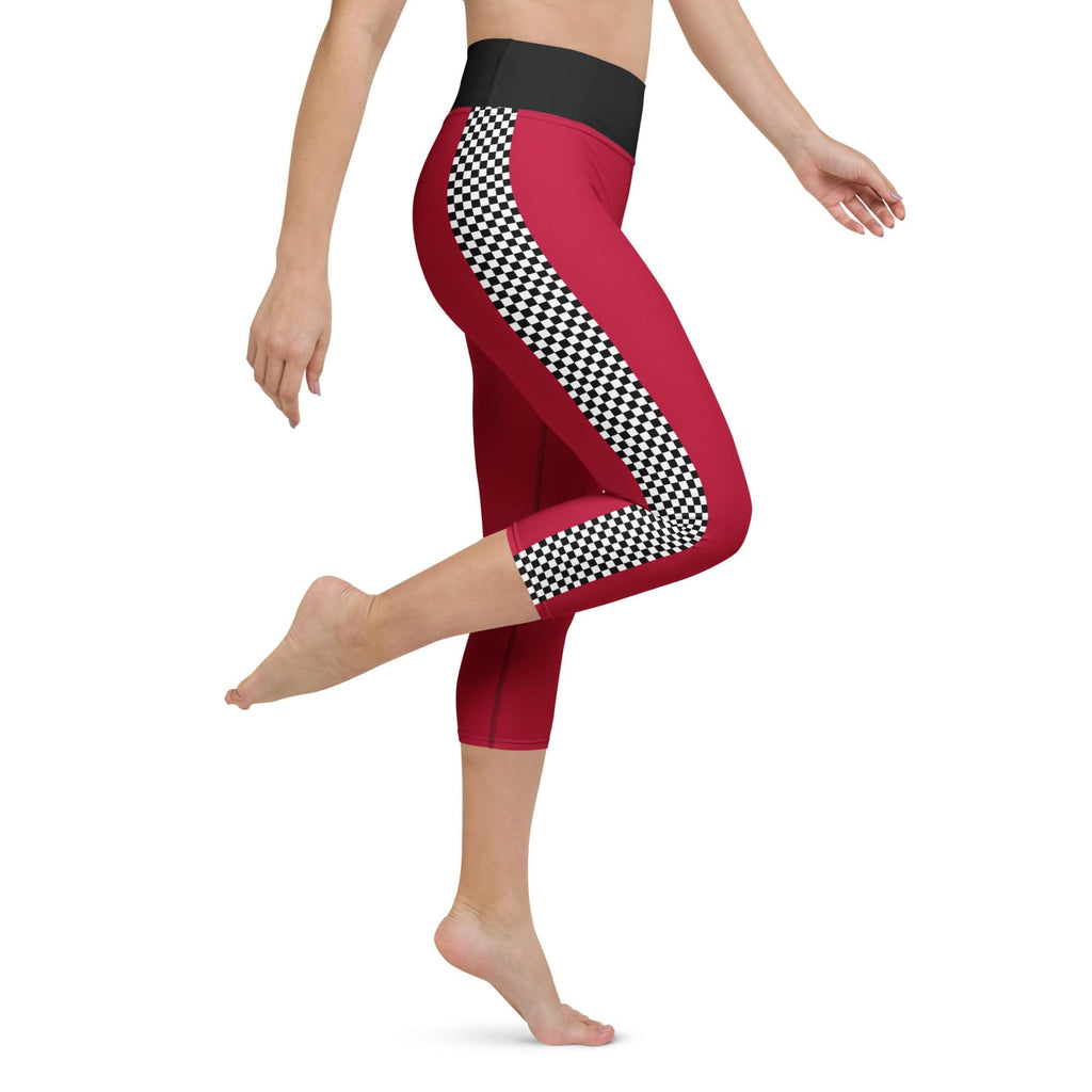 Auto Racing Checkered Yoga Capris