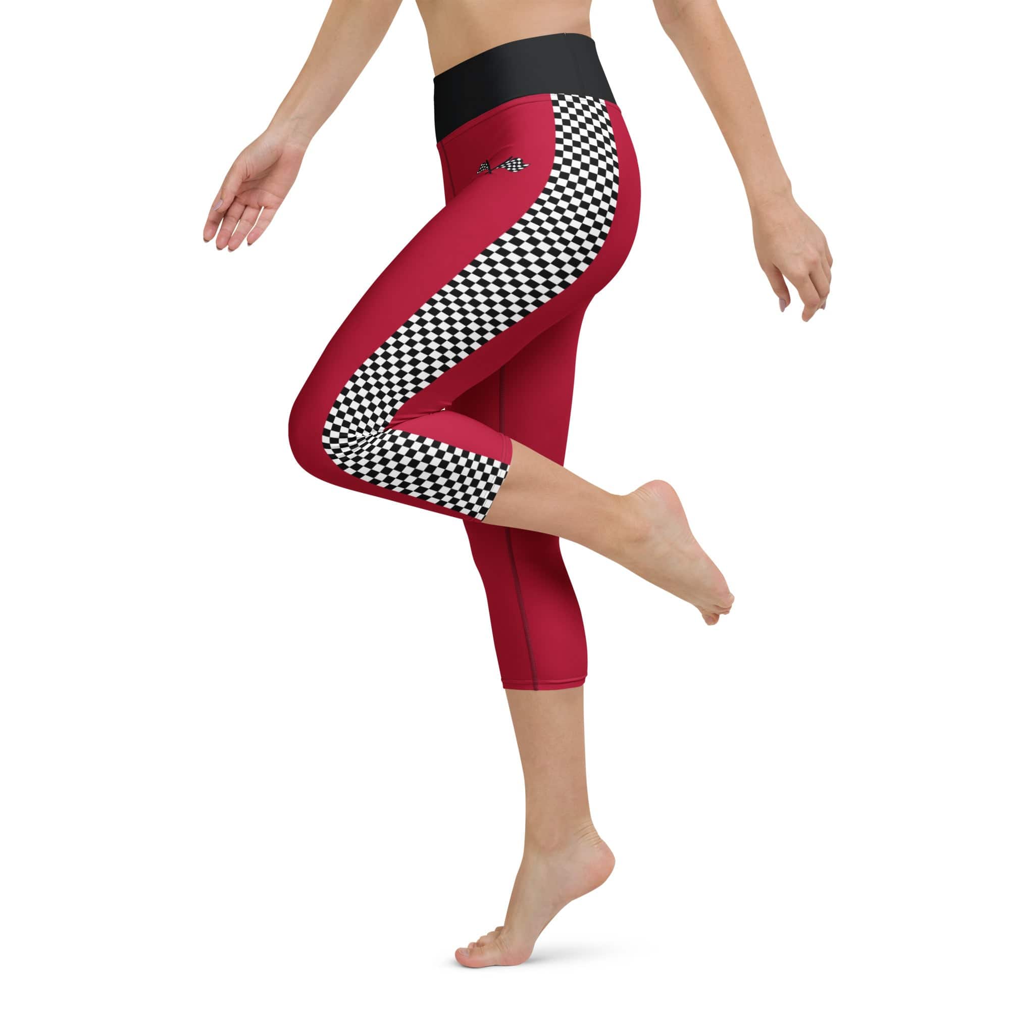 Auto Racing Checkered Yoga Capris