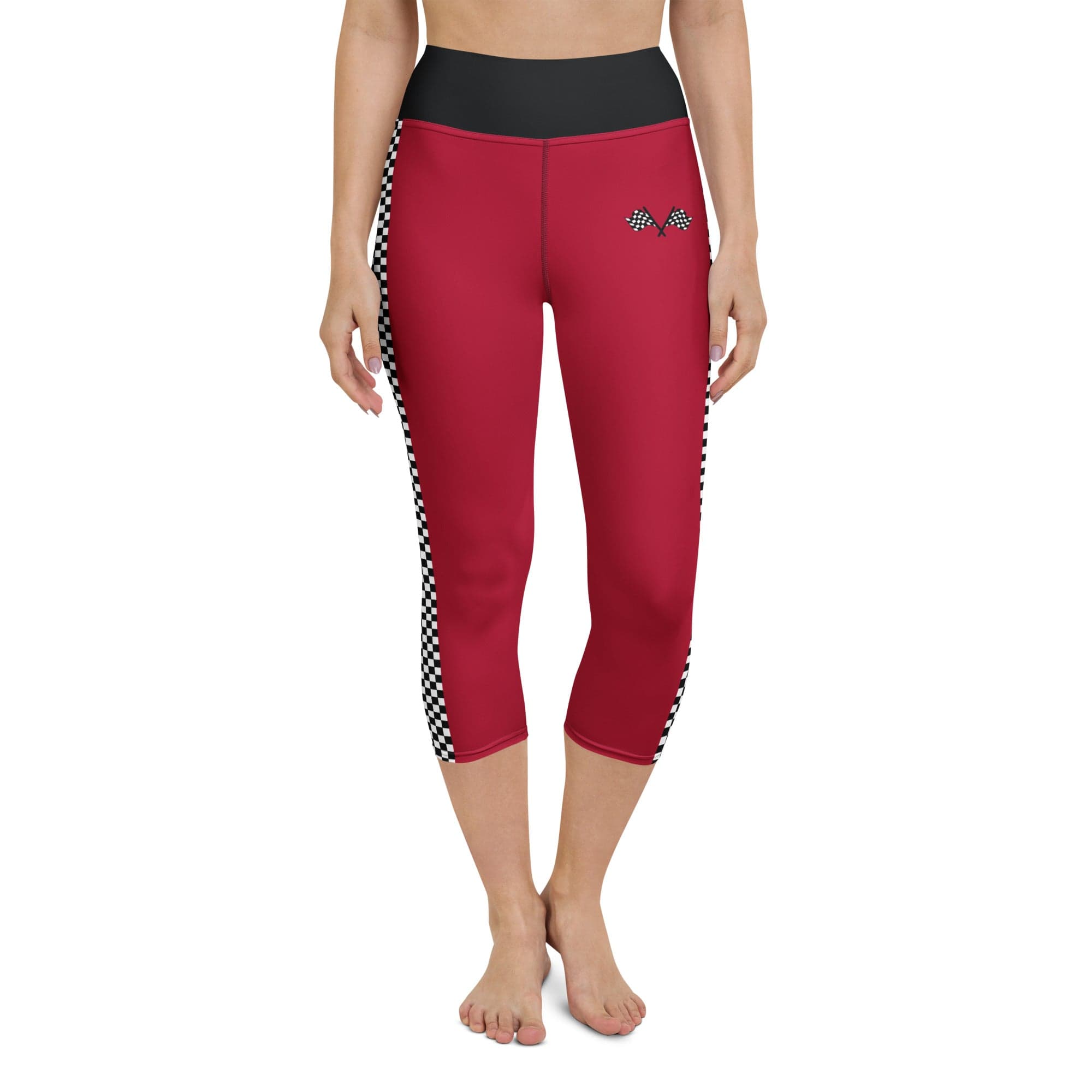Auto Racing Checkered Yoga Capris