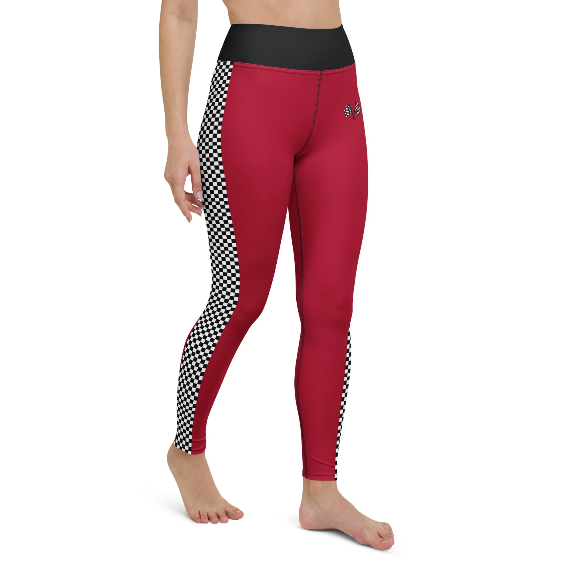 Auto Racing Checkered Yoga Leggings