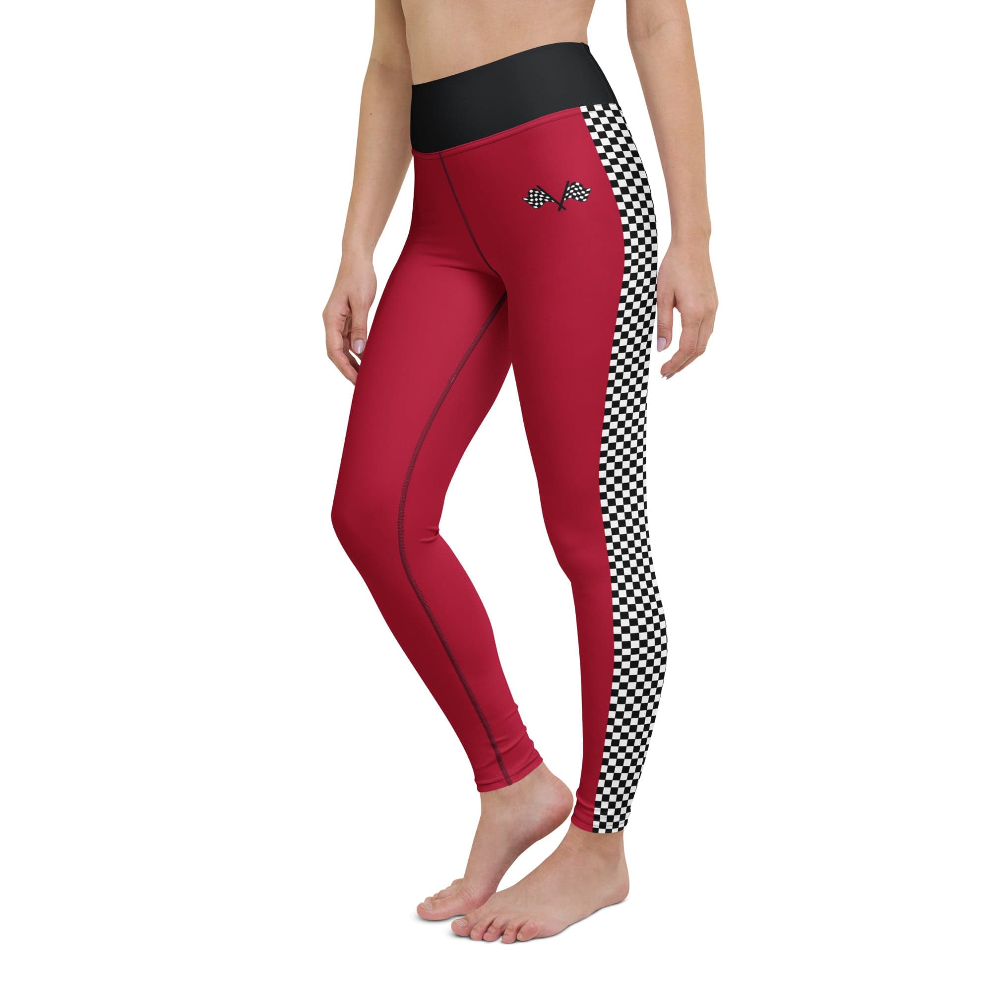 Auto Racing Checkered Yoga Leggings