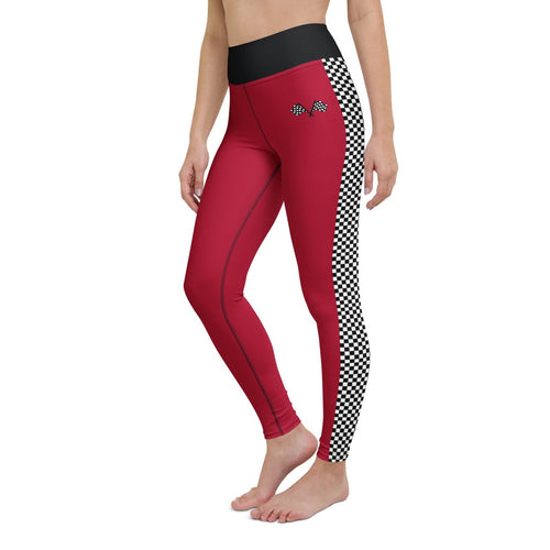 Auto Racing Checkered Yoga Leggings