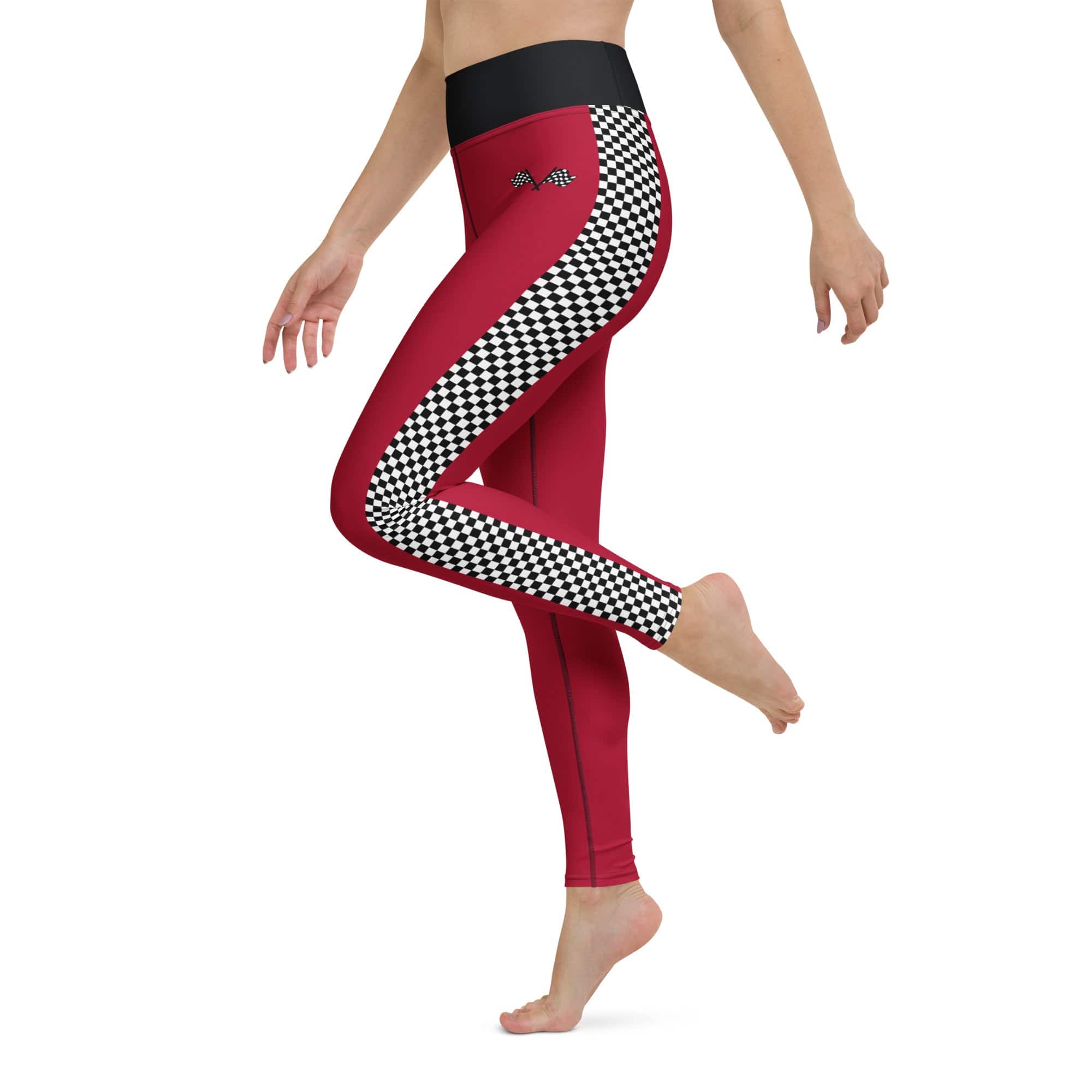 Auto Racing Checkered Yoga Leggings