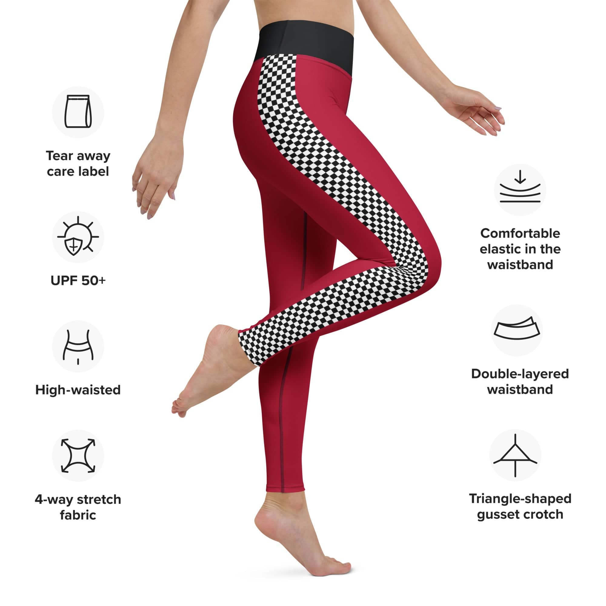 Auto Racing Checkered Yoga Leggings