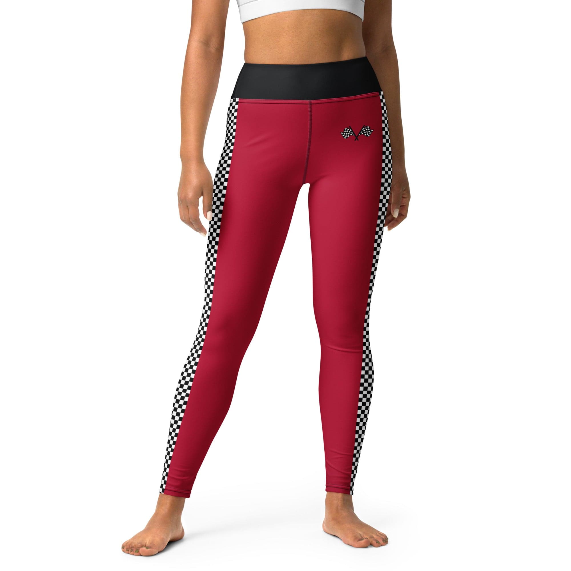 Auto Racing Checkered Yoga Leggings