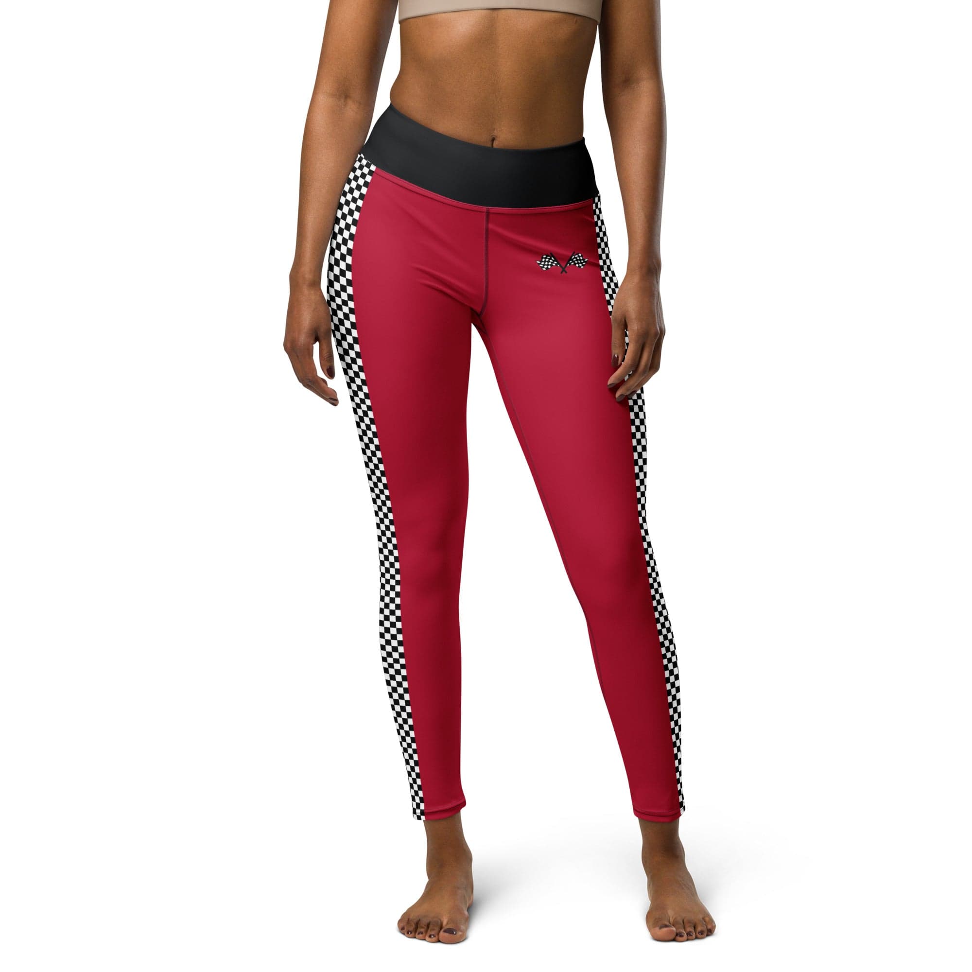 Auto Racing Checkered Yoga Leggings
