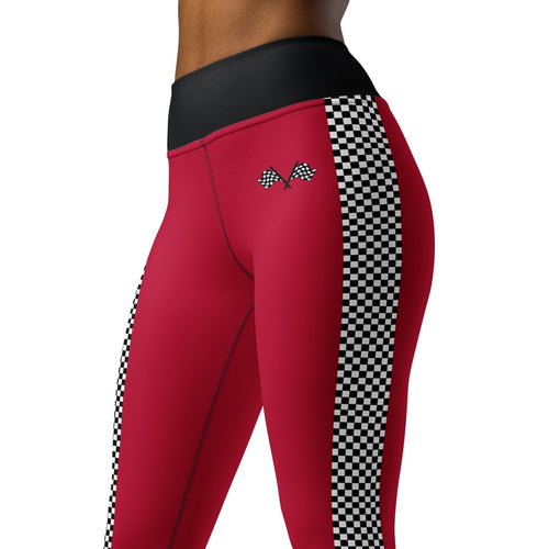 Auto Racing Checkered Yoga Leggings