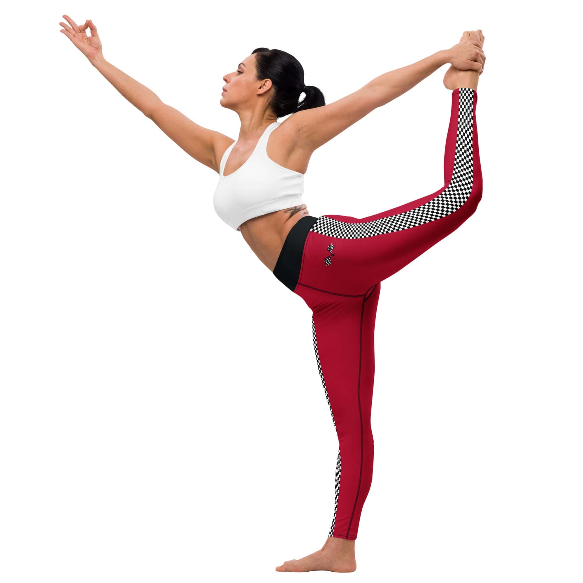 Auto Racing Checkered Yoga Leggings
