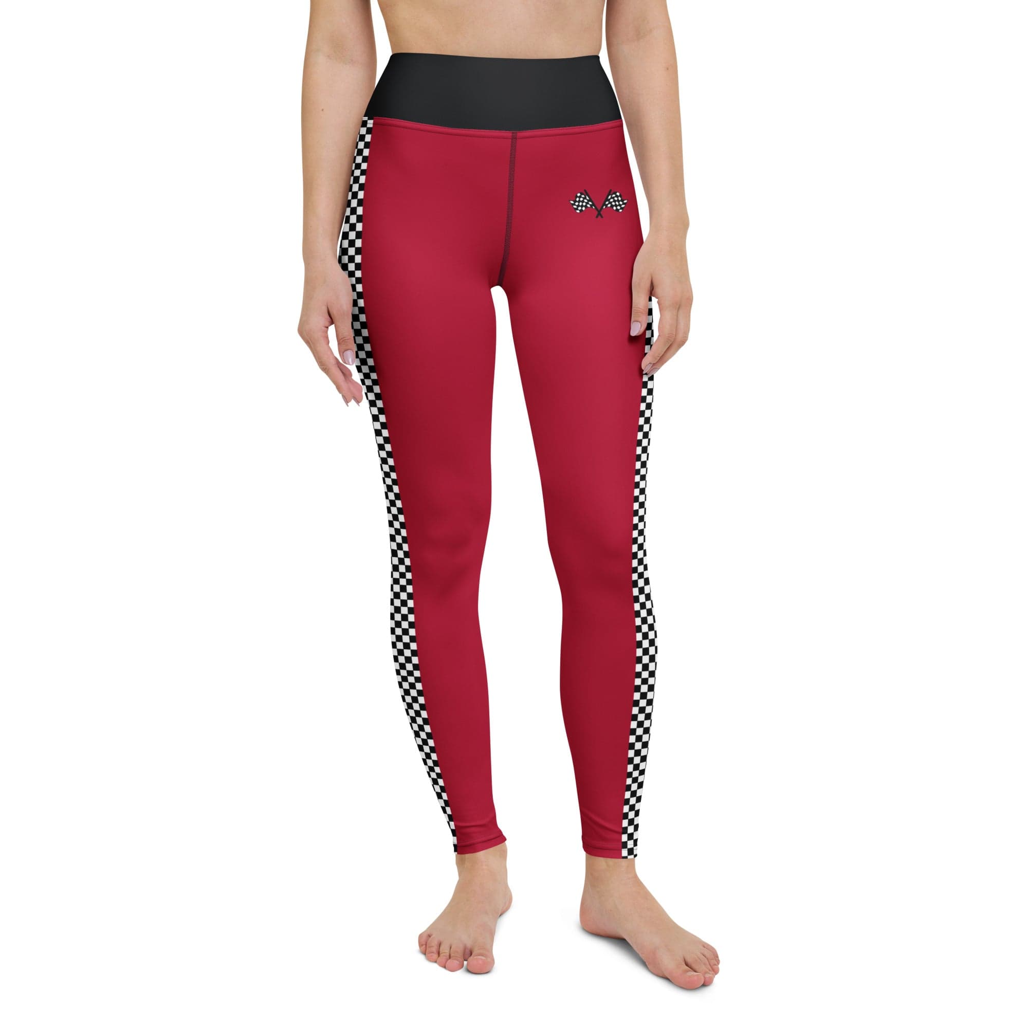 Auto Racing Checkered Yoga Leggings