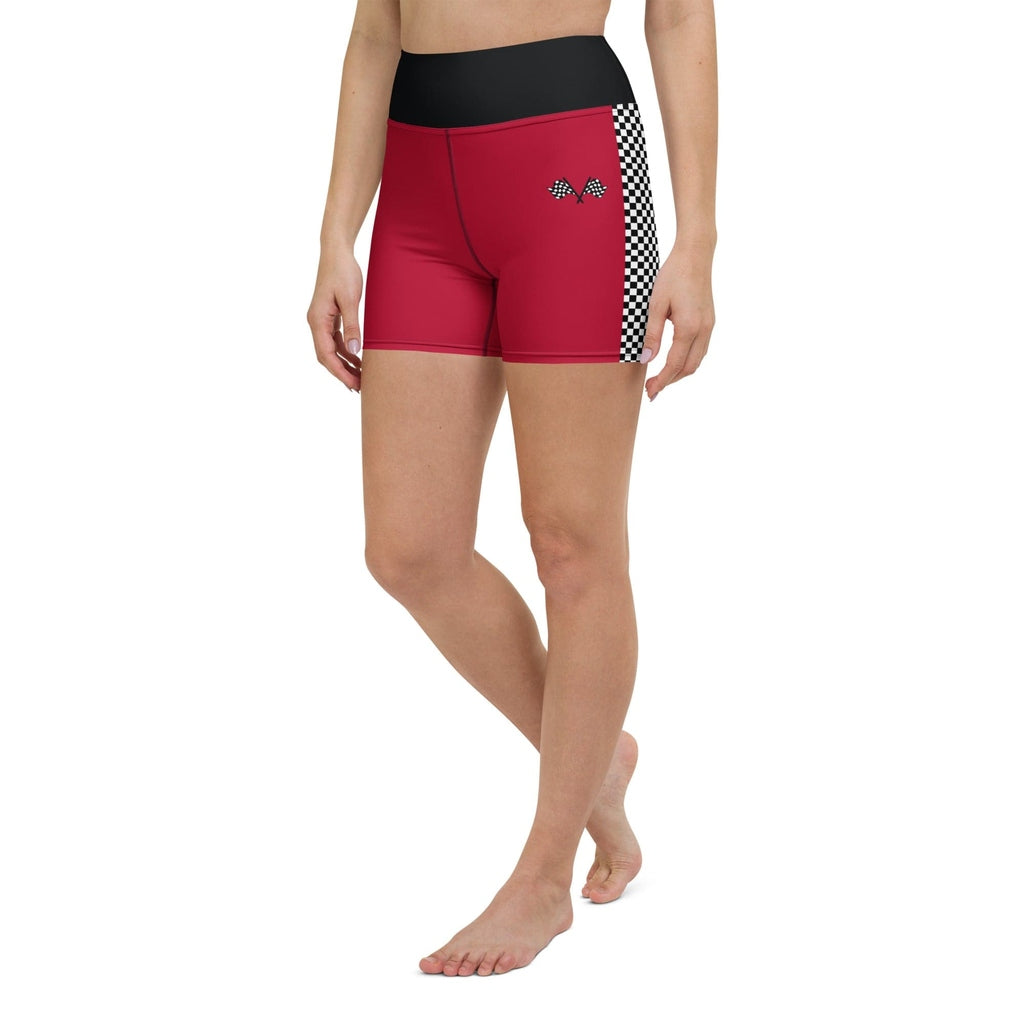 Auto Racing Checkered Yoga Shorts