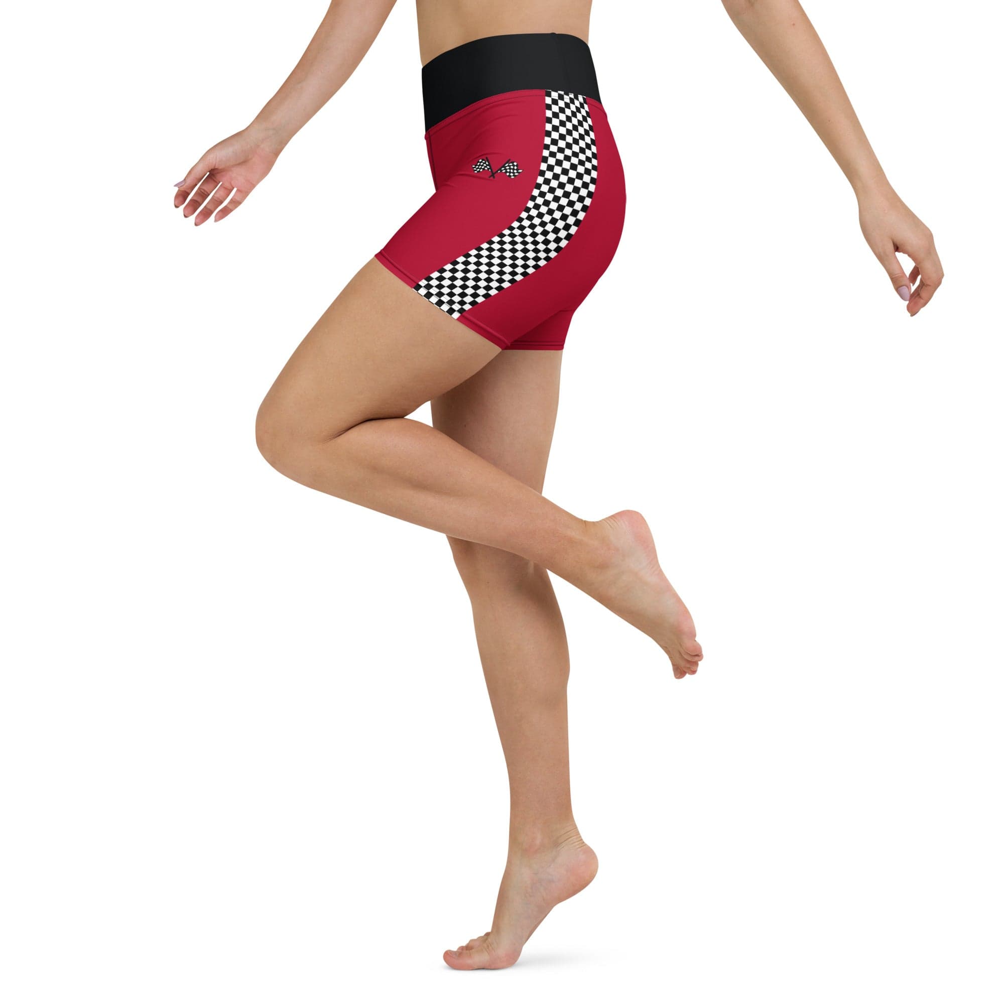 Auto Racing Checkered Yoga Shorts