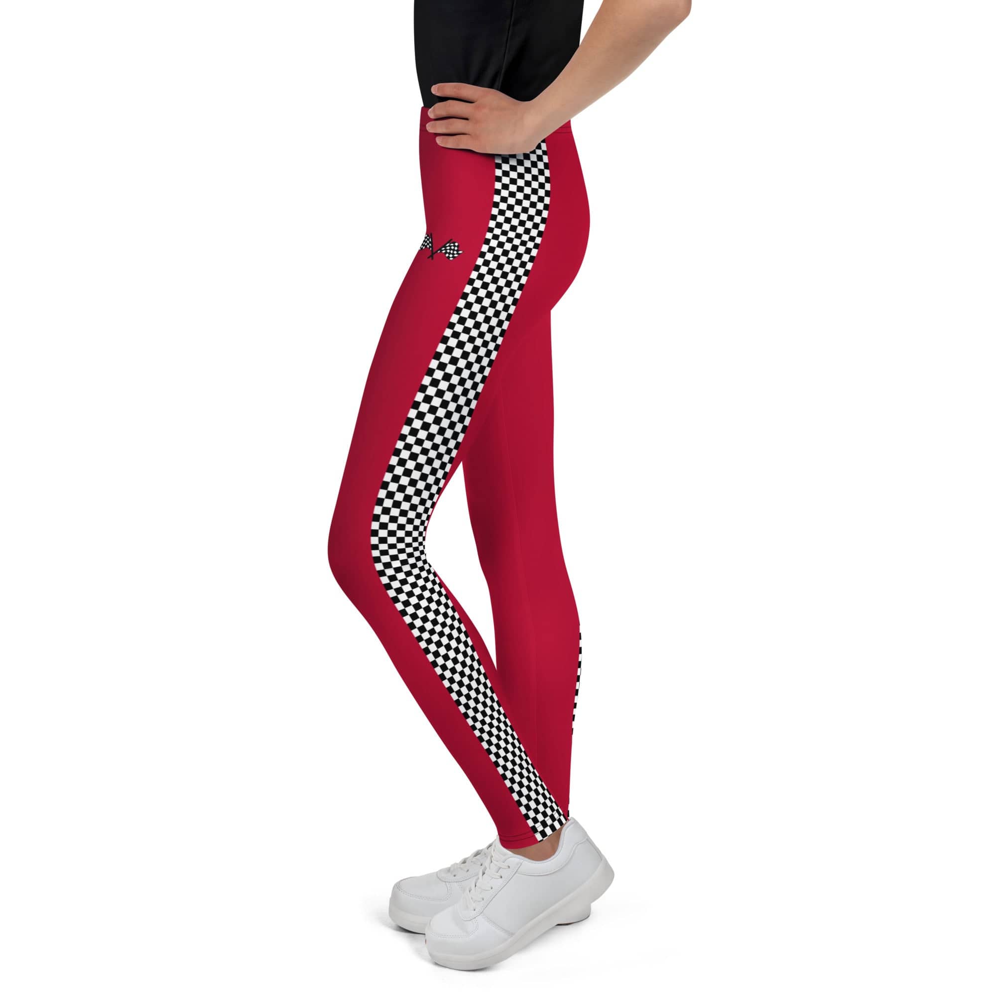 Auto Racing Checkered Youth Leggings