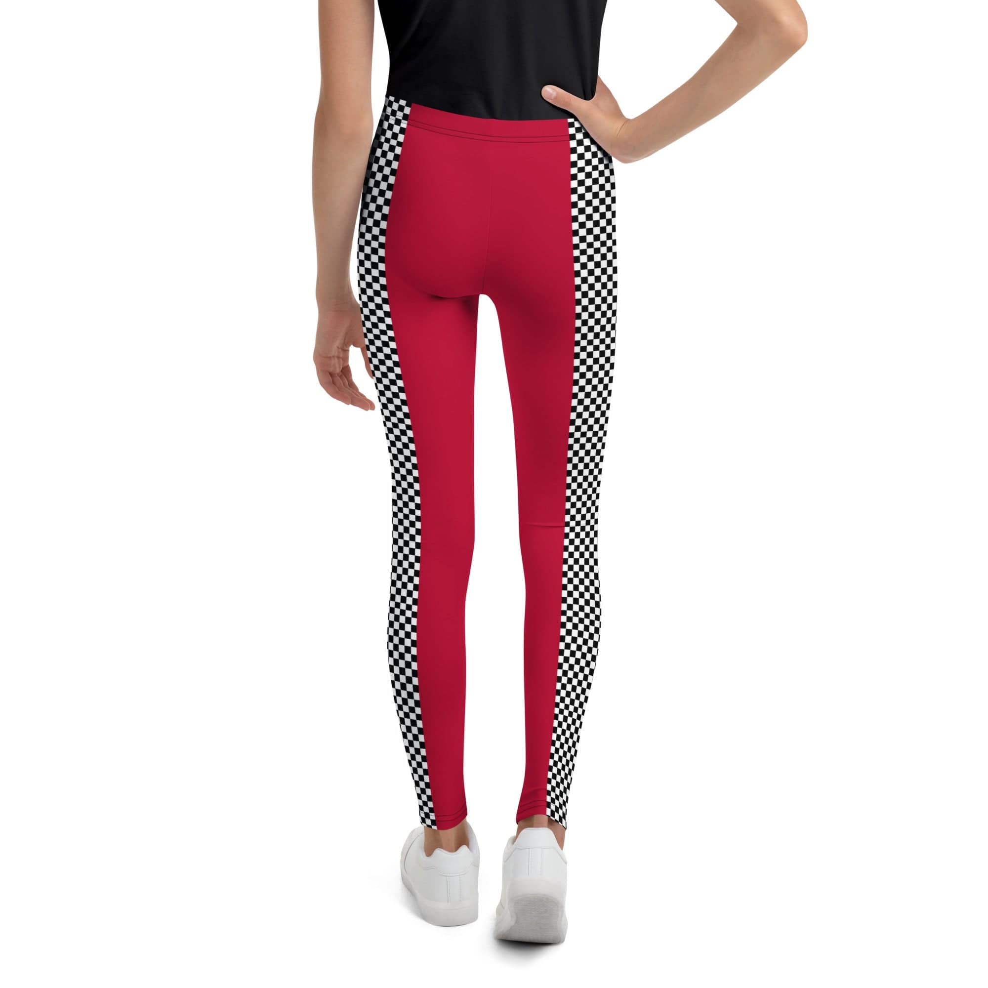 Auto Racing Checkered Youth Leggings