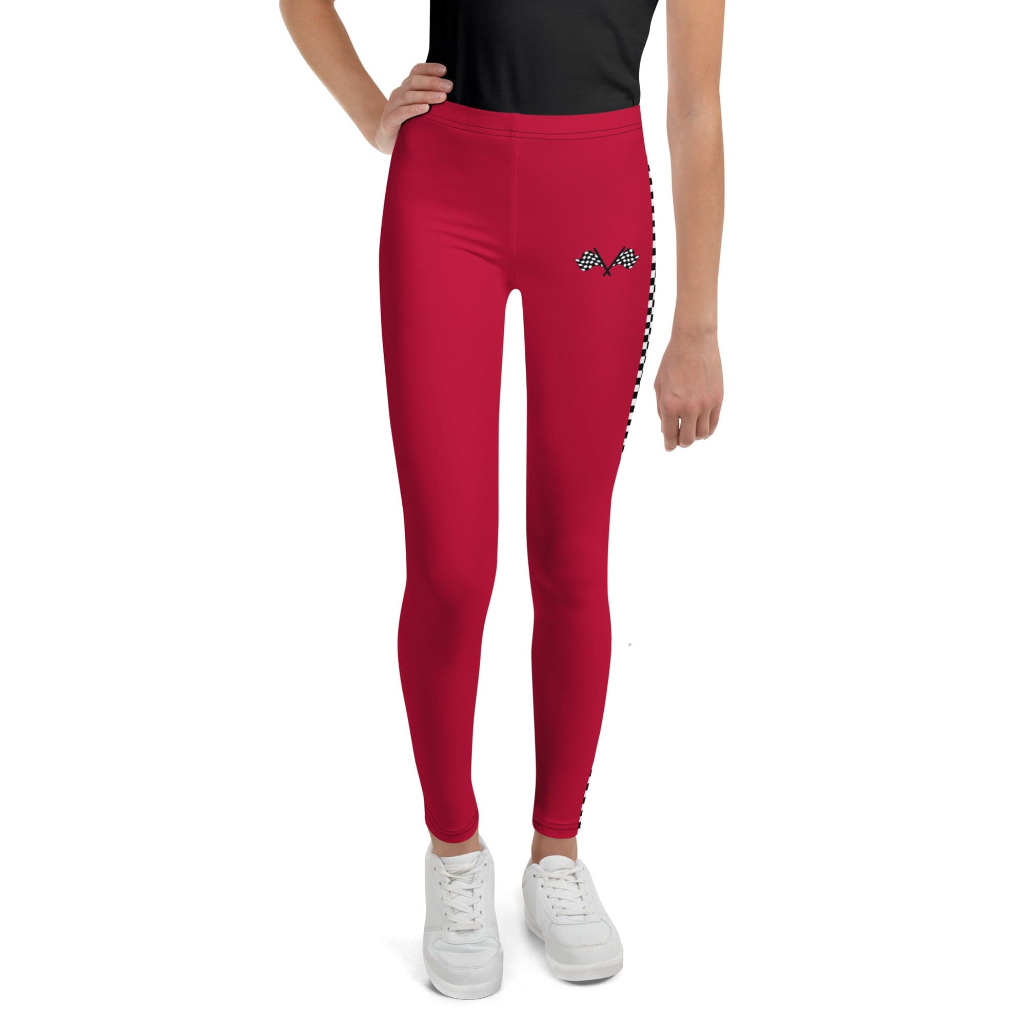 Auto Racing Checkered Youth Leggings