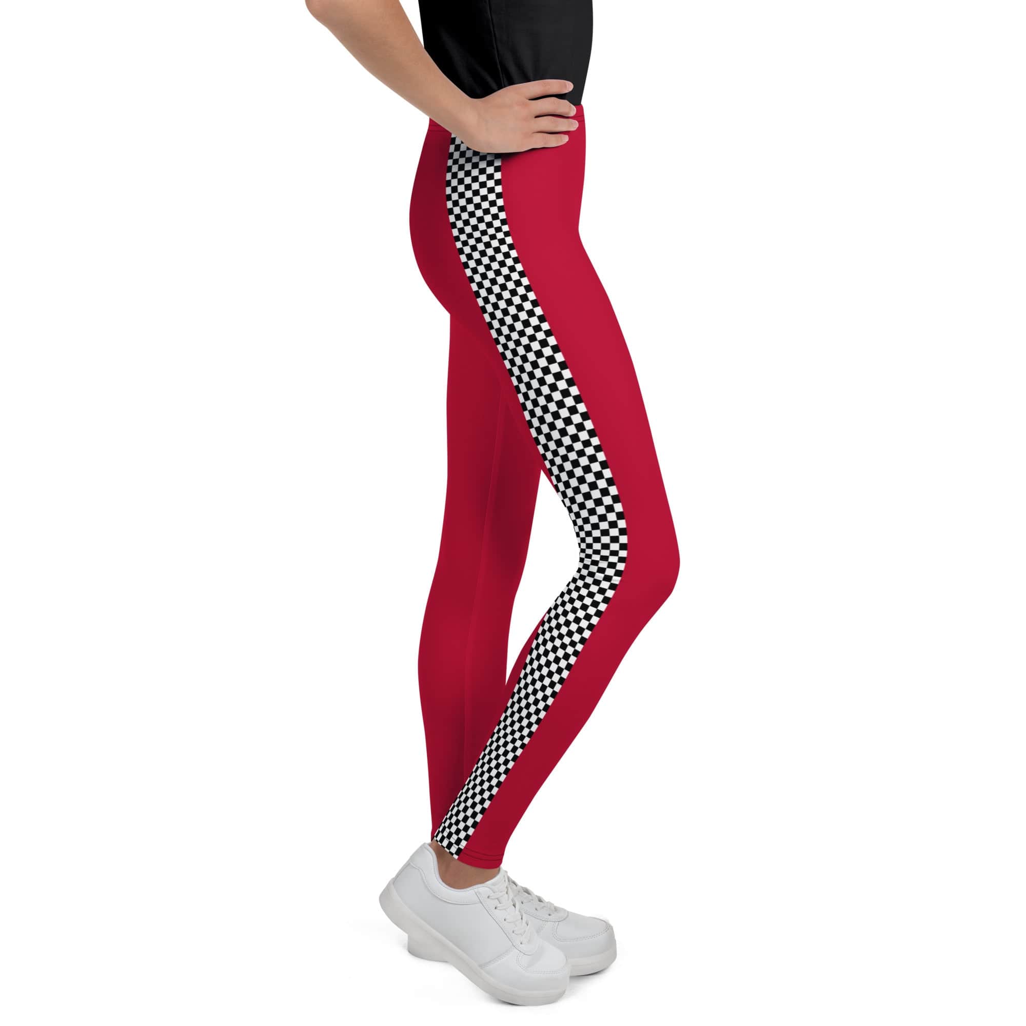 Auto Racing Checkered Youth Leggings