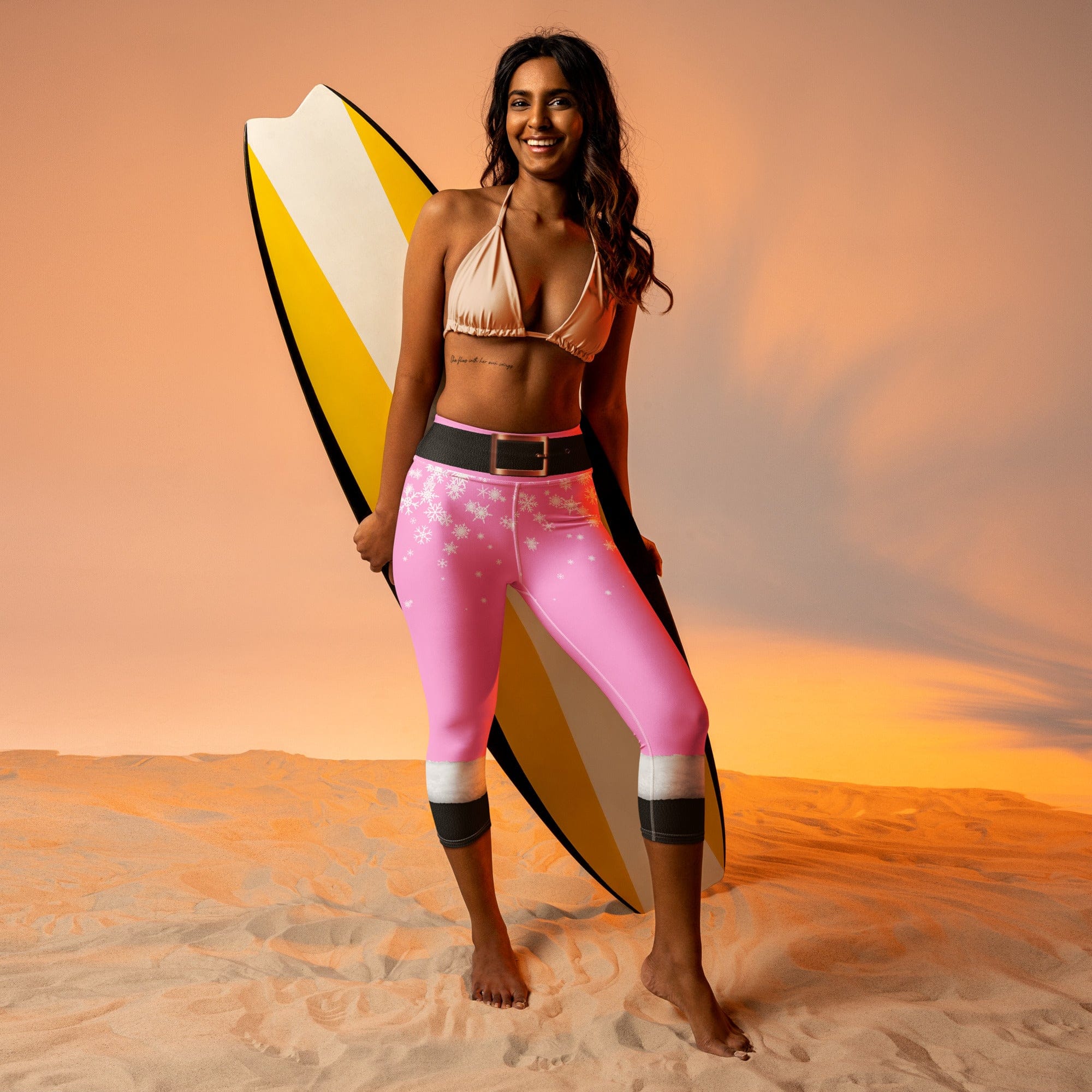 Baby Pink Santa Yoga Capris