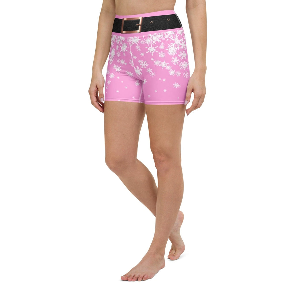 Baby Pink Santa Yoga Shorts
